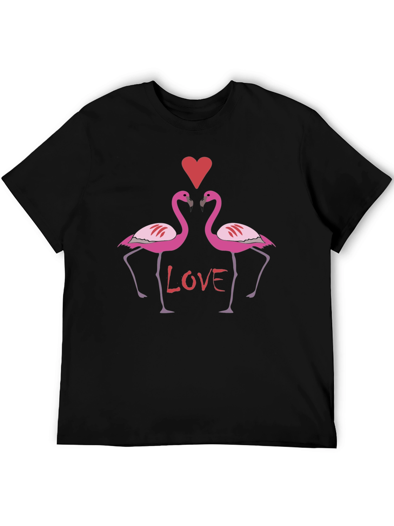 Flamingo Love Graphic T-Shirt - Black