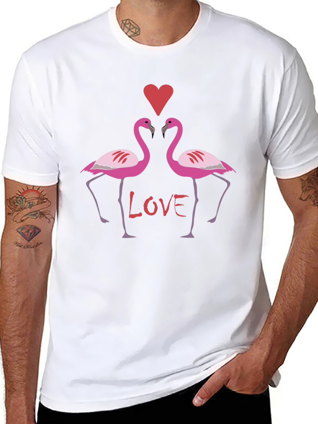 Flamingo Love Graphic T-Shirt - Black