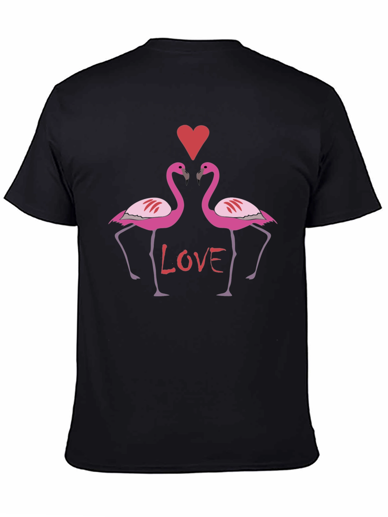 Flamingo Love Graphic T-Shirt - Black