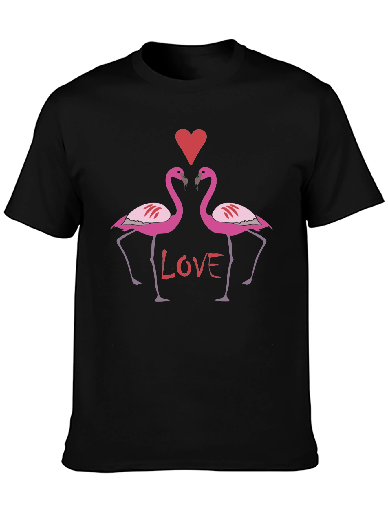 Flamingo Love Graphic T-Shirt - Black