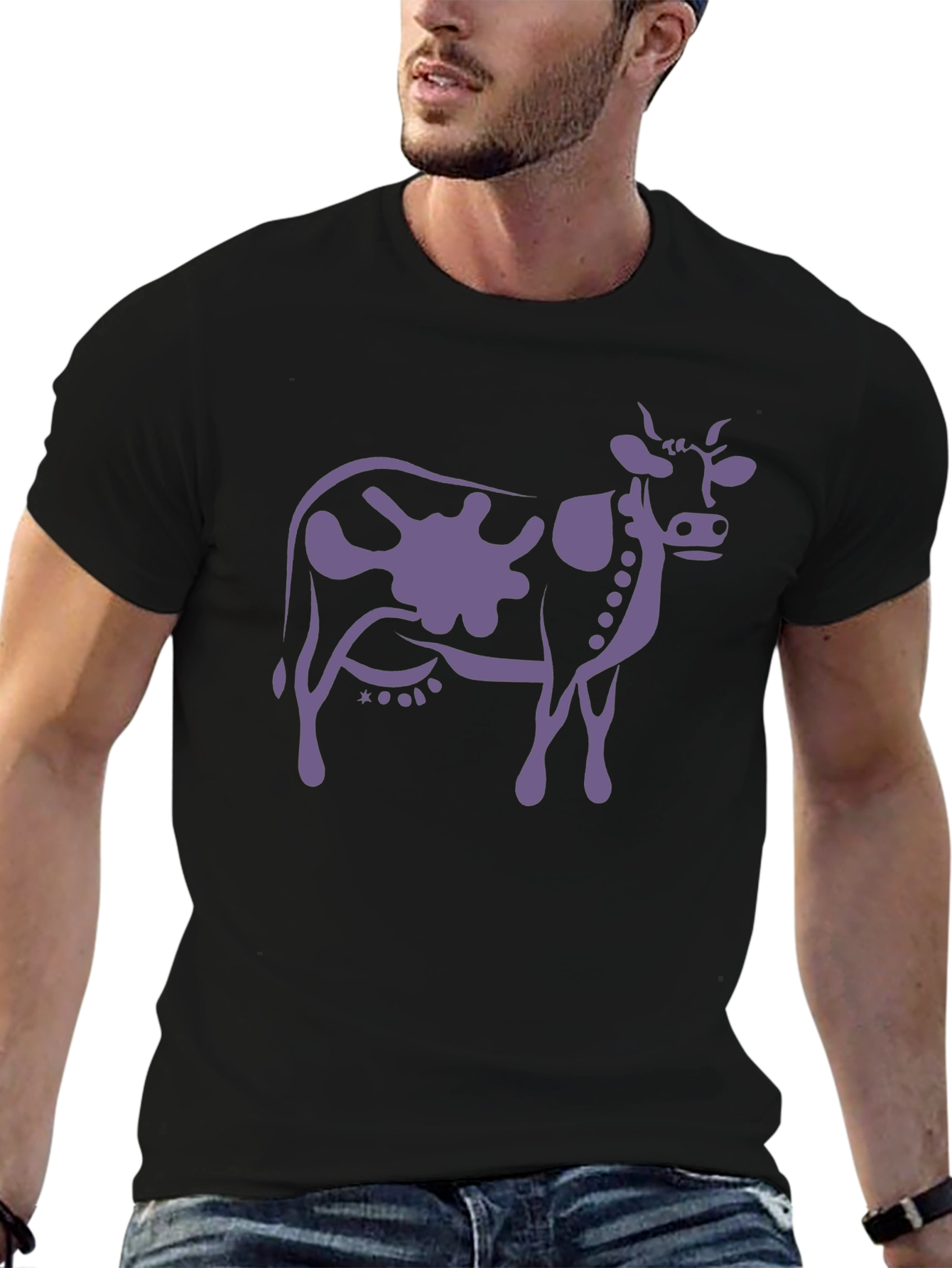 Cow Print T-Shirt - Black