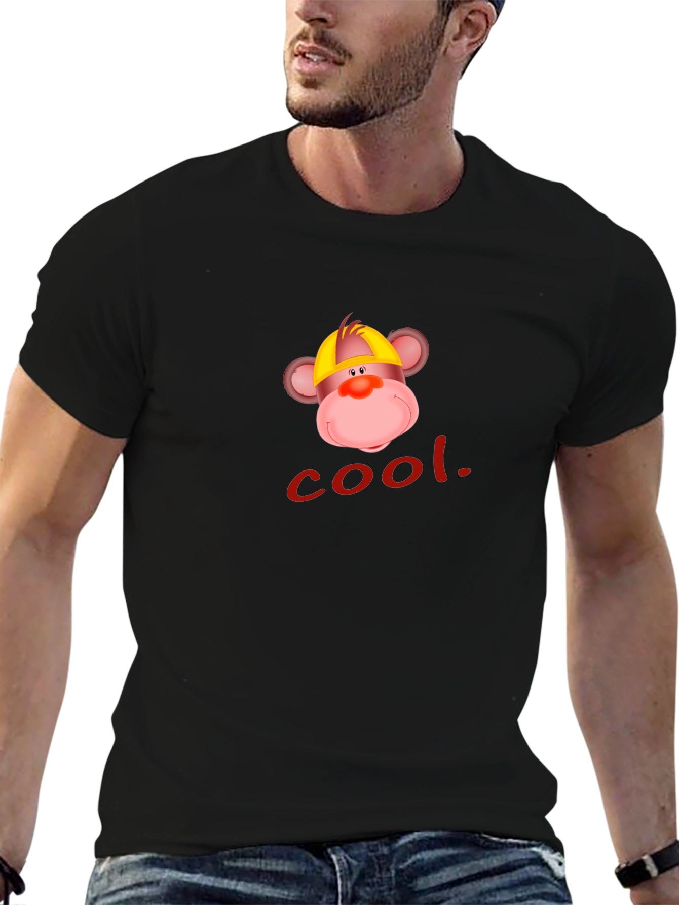 Cool Monkey Graphic Tee - Casual Black T-Shirt