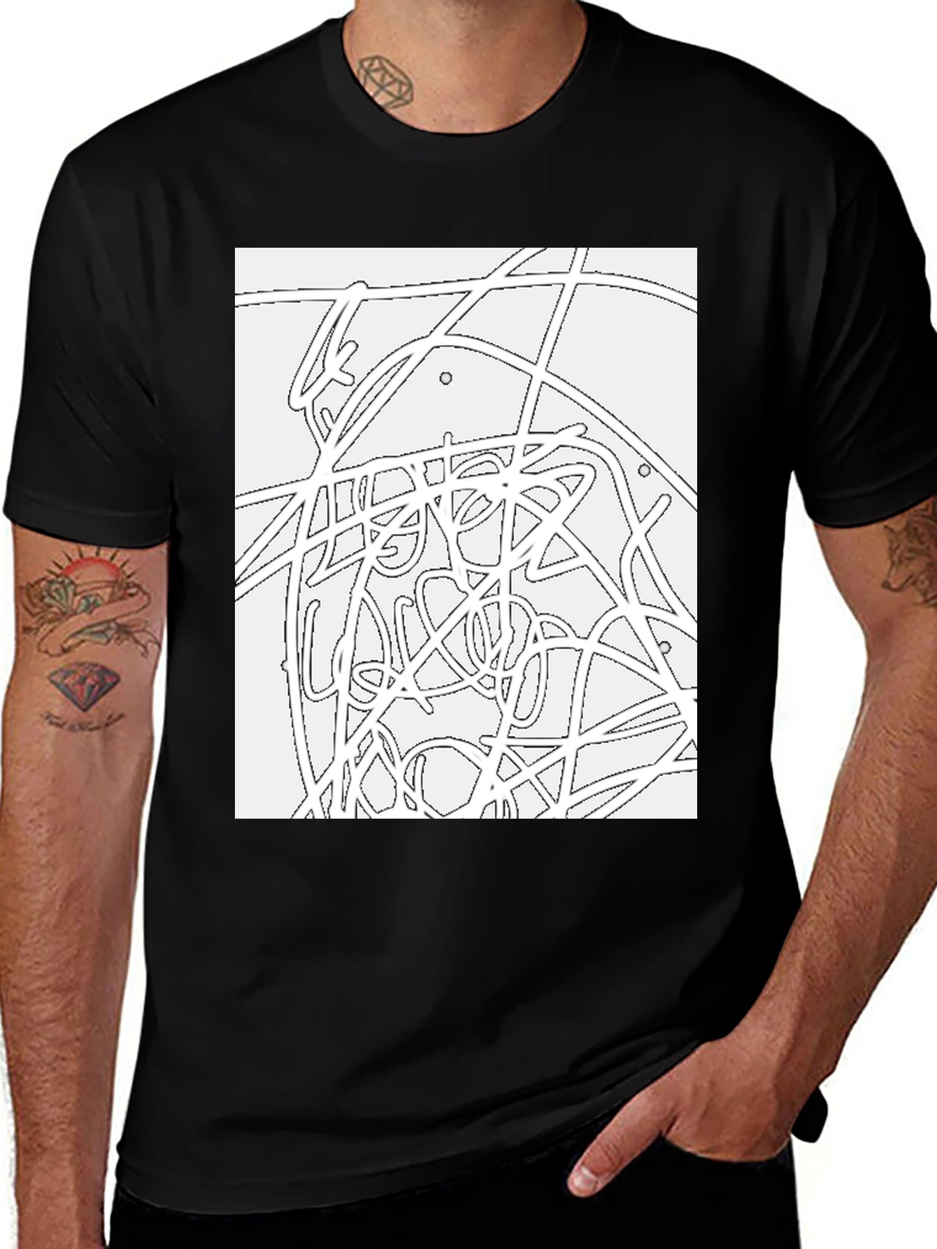 Abstract Line Art Graphic Tee - Modern Style