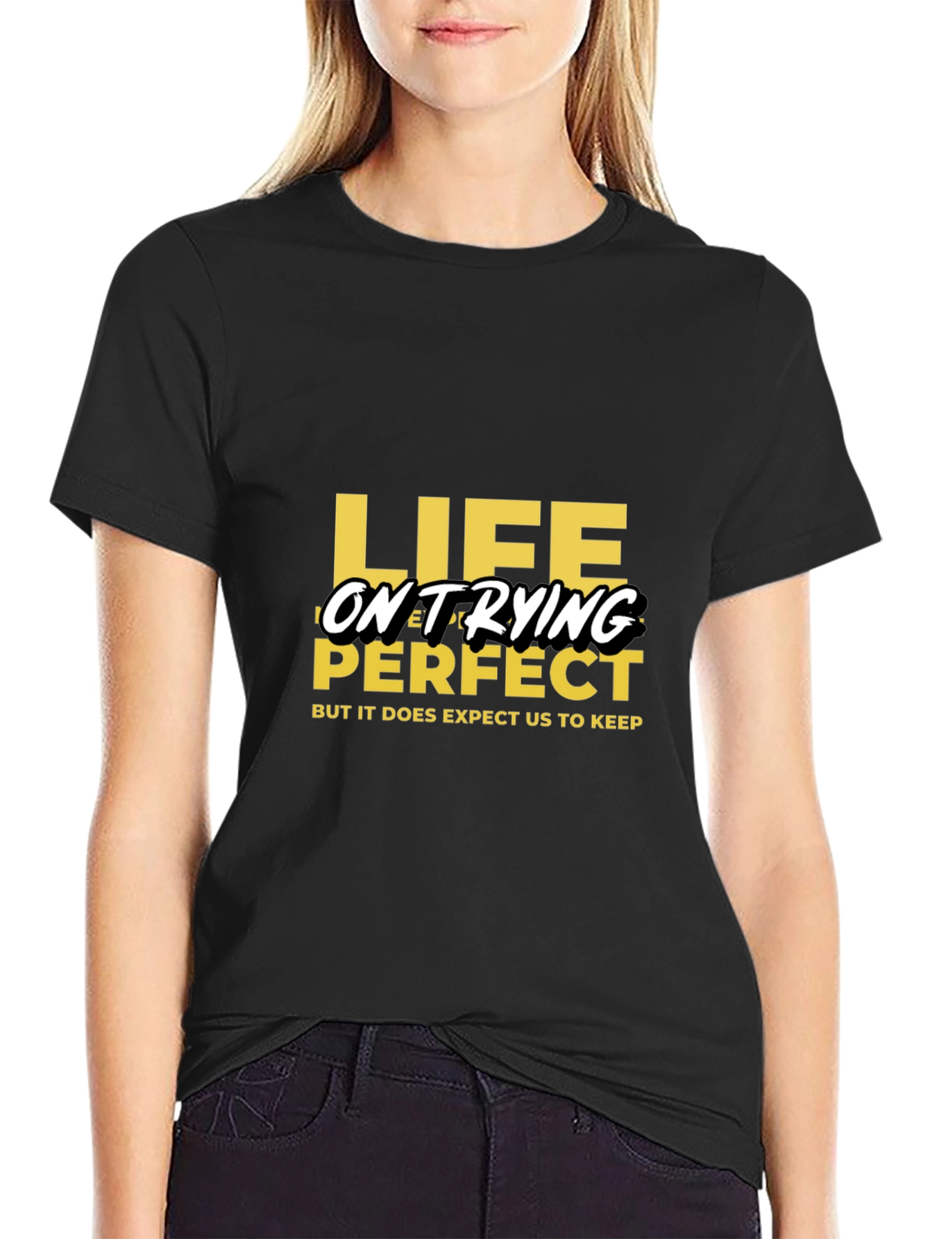 Life on Trying - Black Graphic Tee