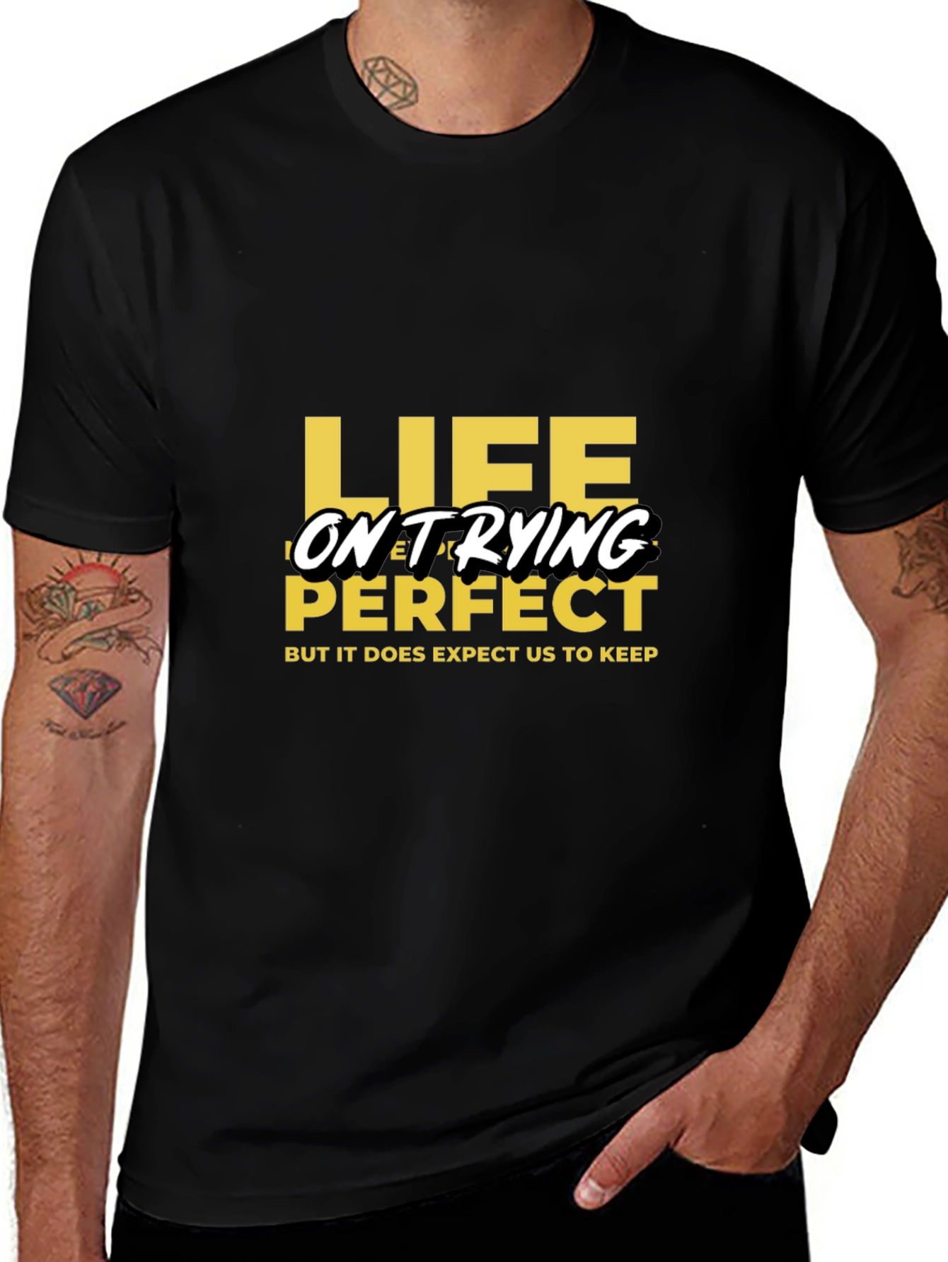 Life on Trying - Black Graphic Tee