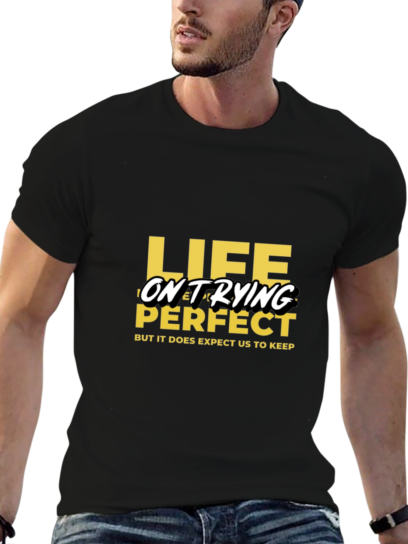 Life on Trying - Black Graphic Tee
