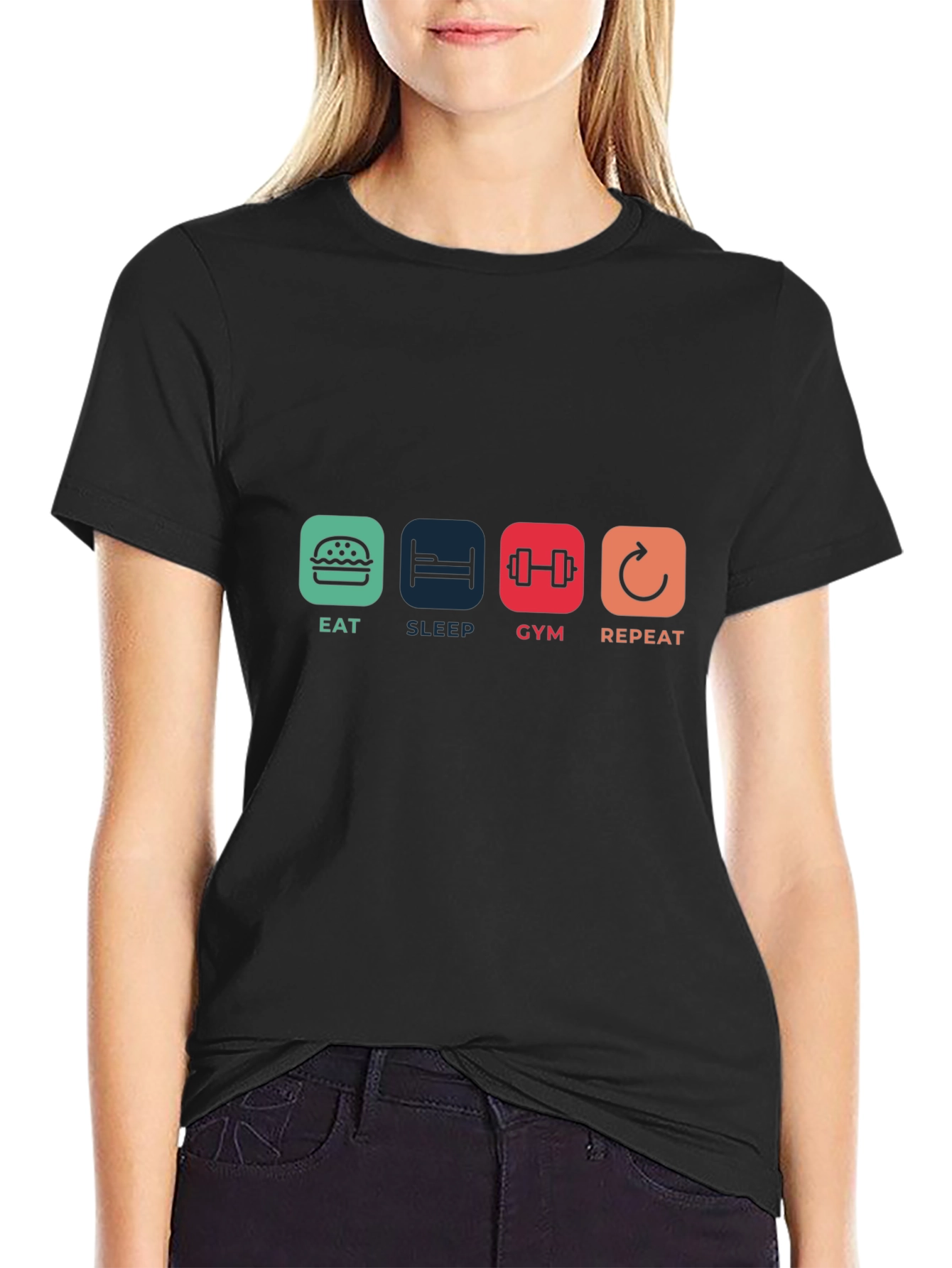 Eat Sleep Gym Repeat T-Shirt - Fitness Lifestyle Tee
