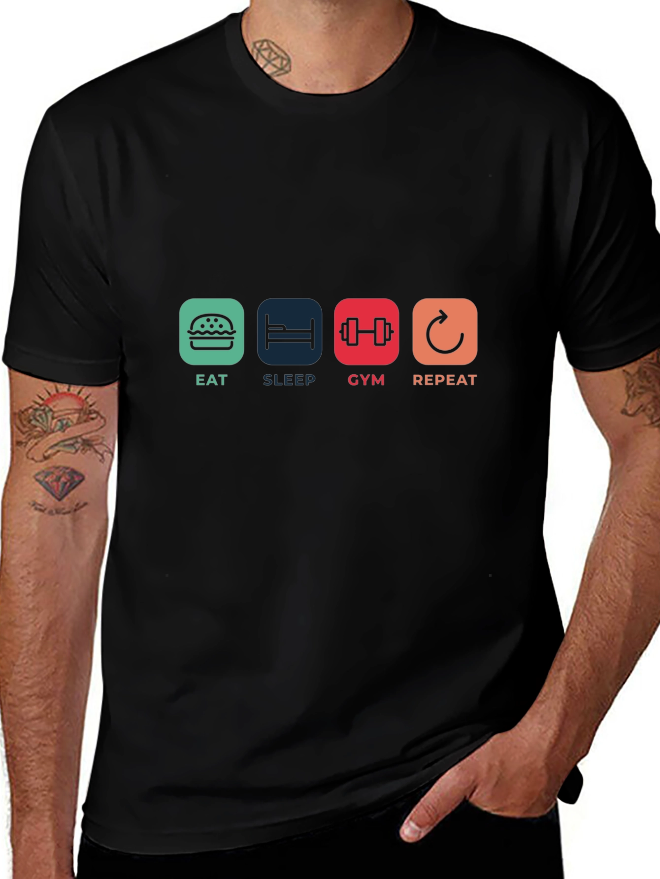 Eat Sleep Gym Repeat T-Shirt - Fitness Lifestyle Tee