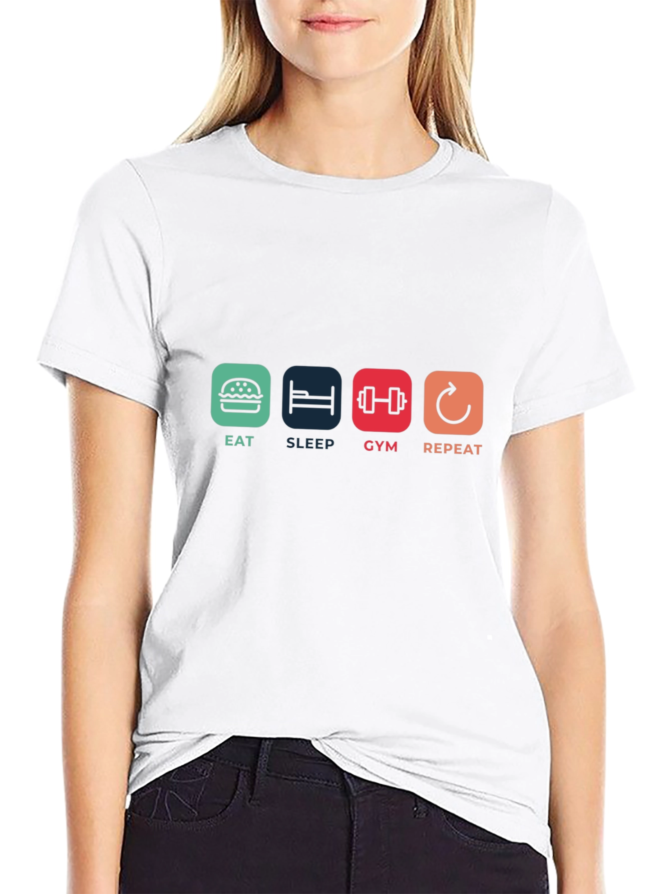 Eat Sleep Gym Repeat T-Shirt - Fitness Lifestyle Tee