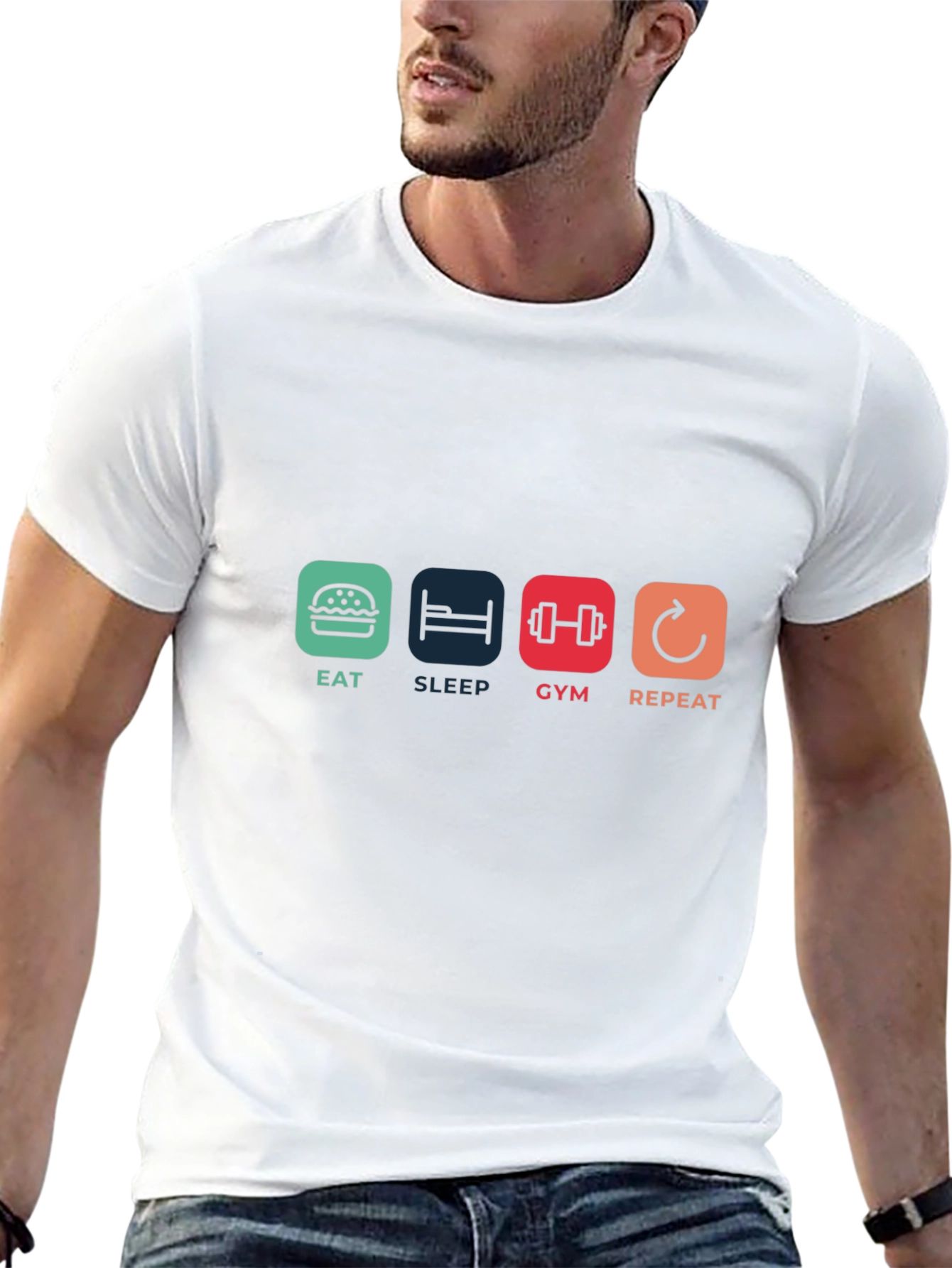 Eat Sleep Gym Repeat T-Shirt - Fitness Lifestyle Tee