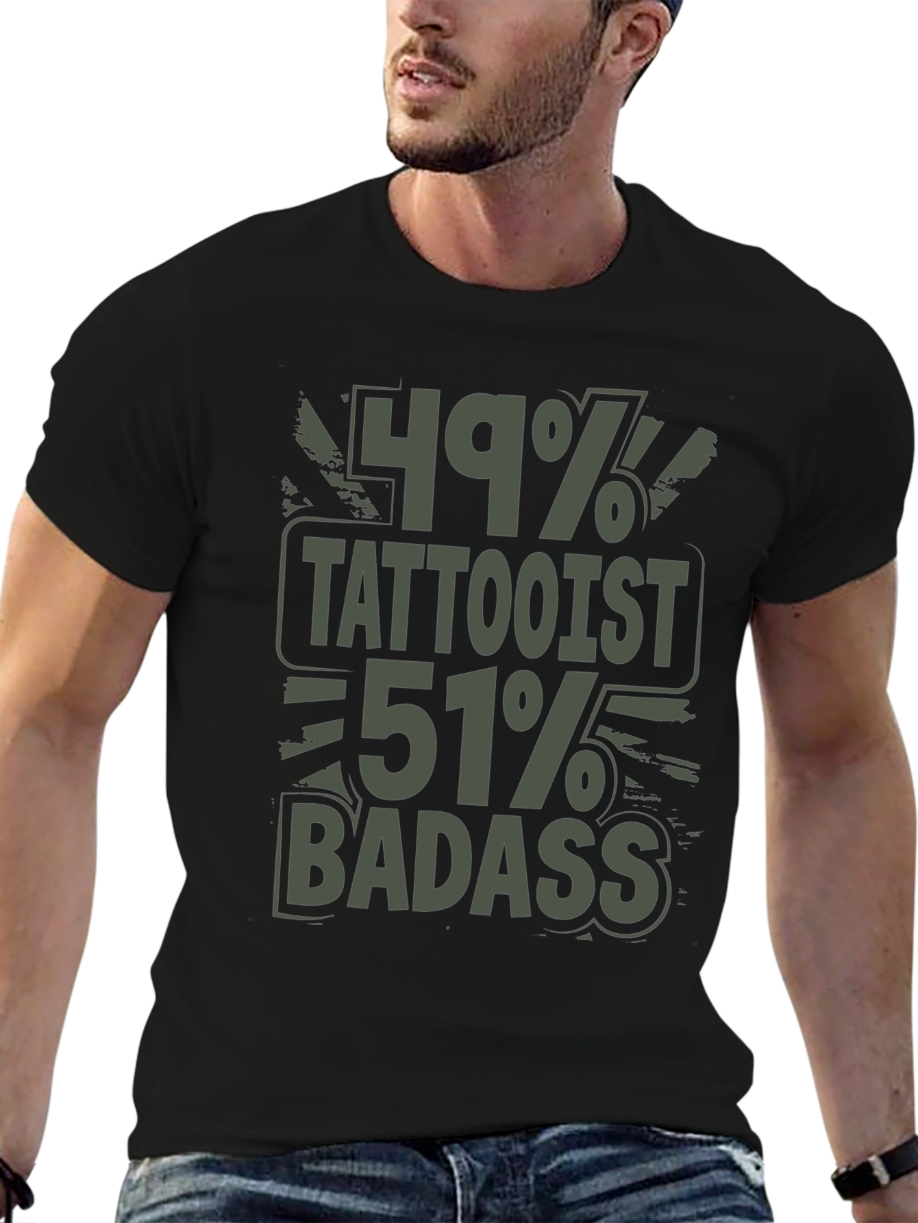 Tattooist Badass Graphic Print Crew Neck T-Shirt