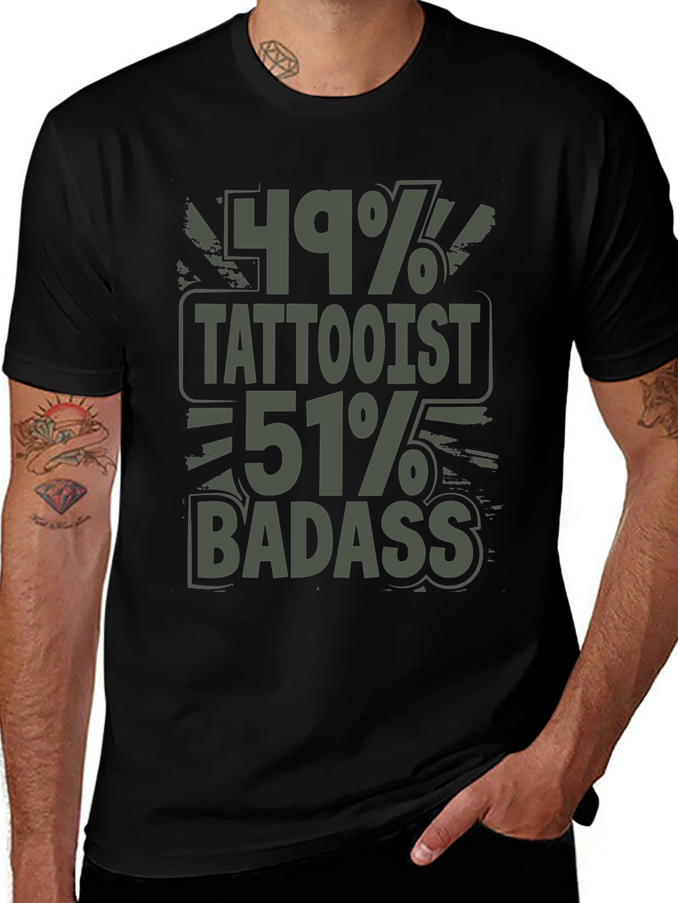 Tattooist Badass Graphic Print Crew Neck T-Shirt