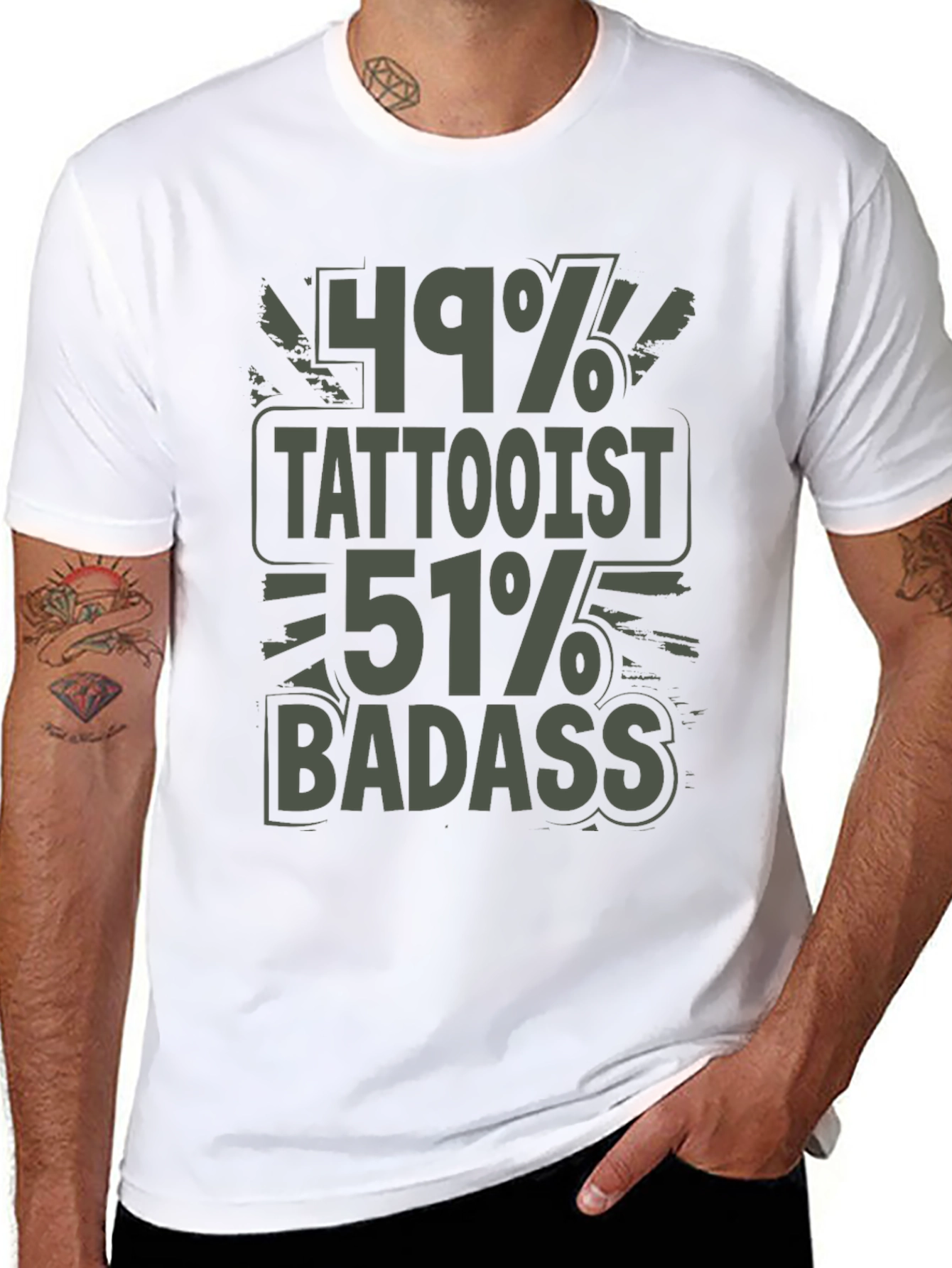 Tattooist Badass Graphic Print Crew Neck T-Shirt