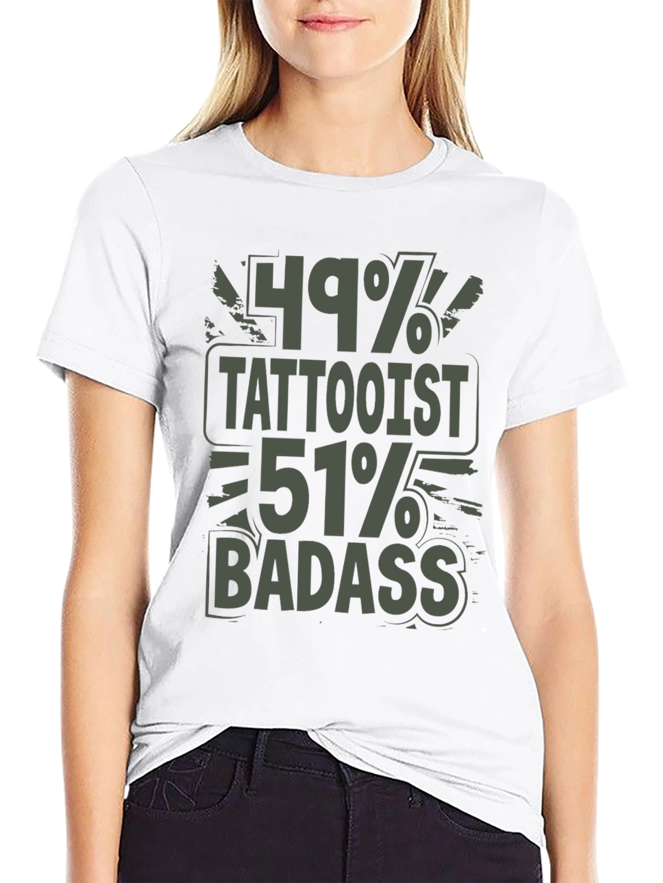 Tattooist Badass Graphic Print Crew Neck T-Shirt