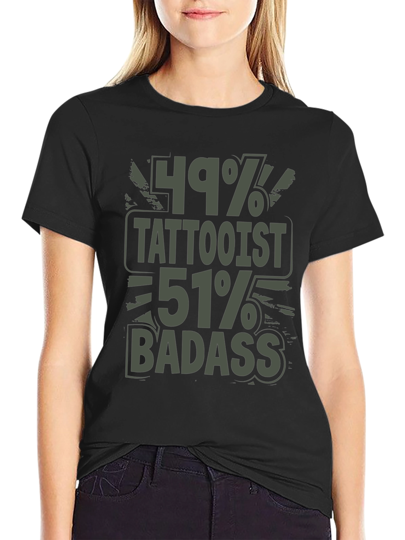 Tattooist Badass Graphic Print Crew Neck T-Shirt