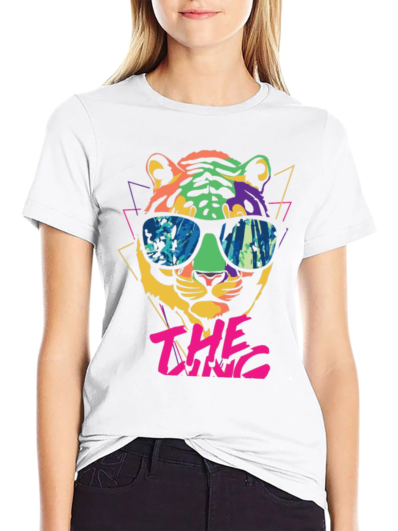 Cool Cat Graphic Tee - Retro Tiger Design