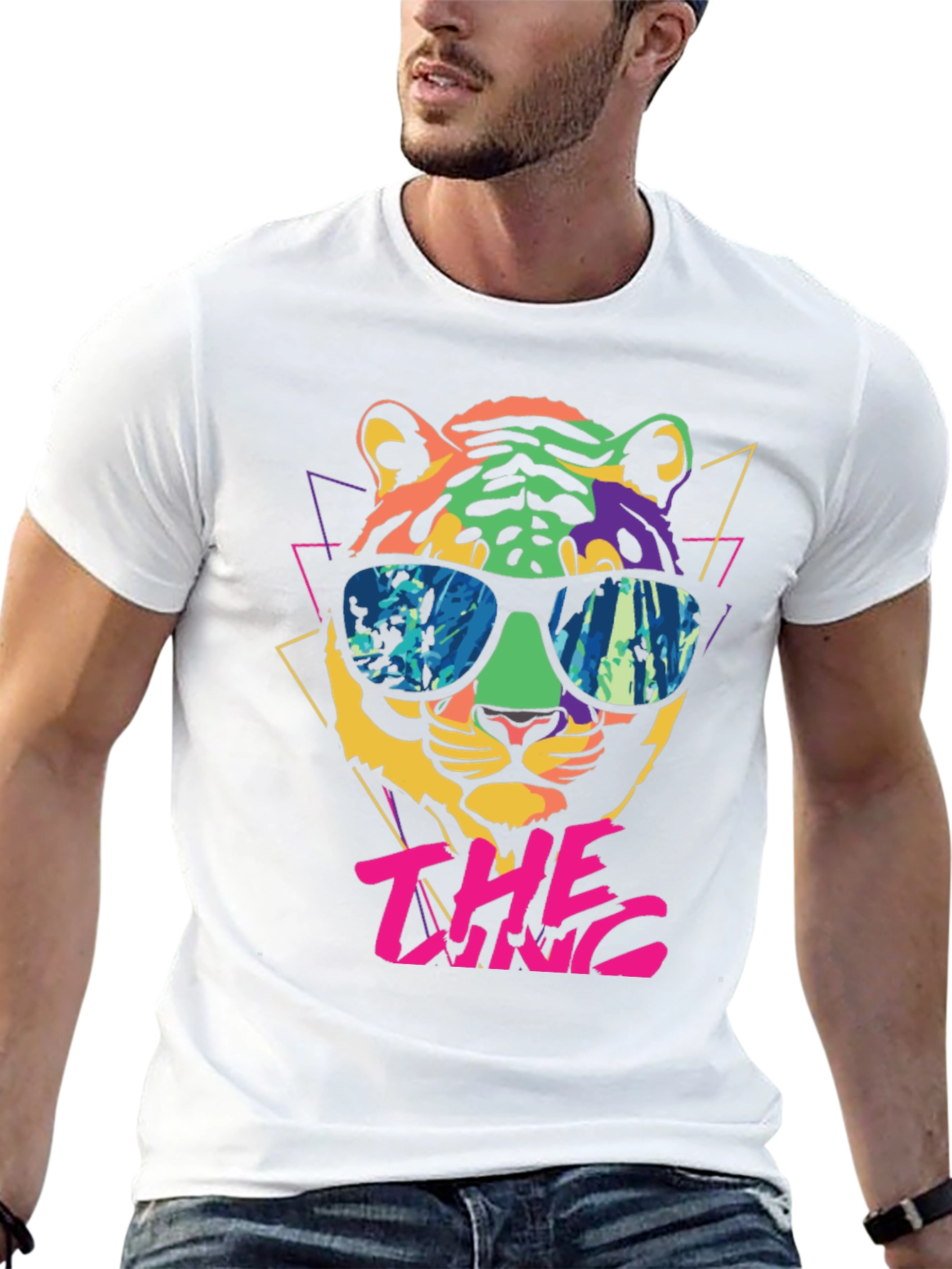 Cool Cat Graphic Tee - Retro Tiger Design