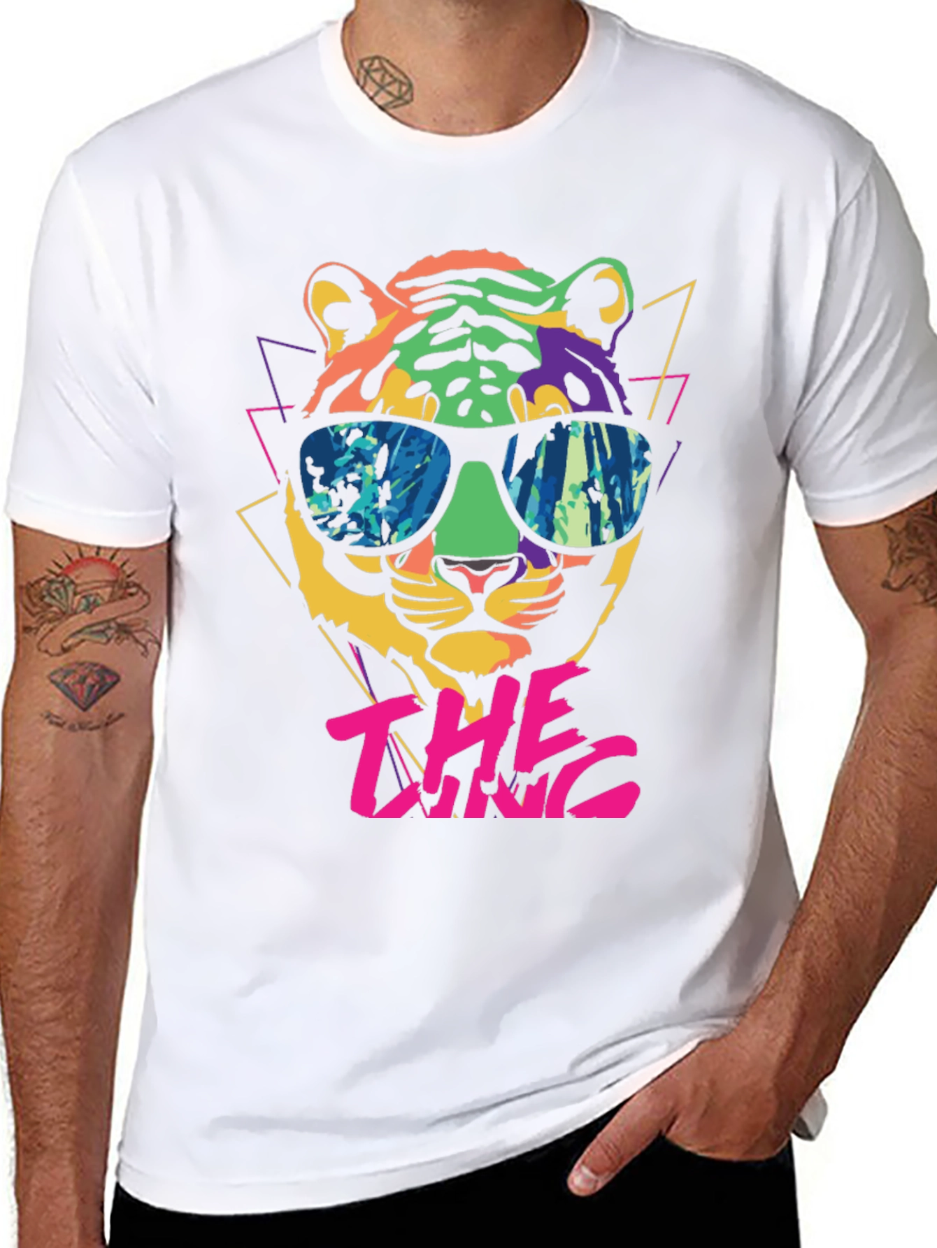 Cool Cat Graphic Tee - Retro Tiger Design
