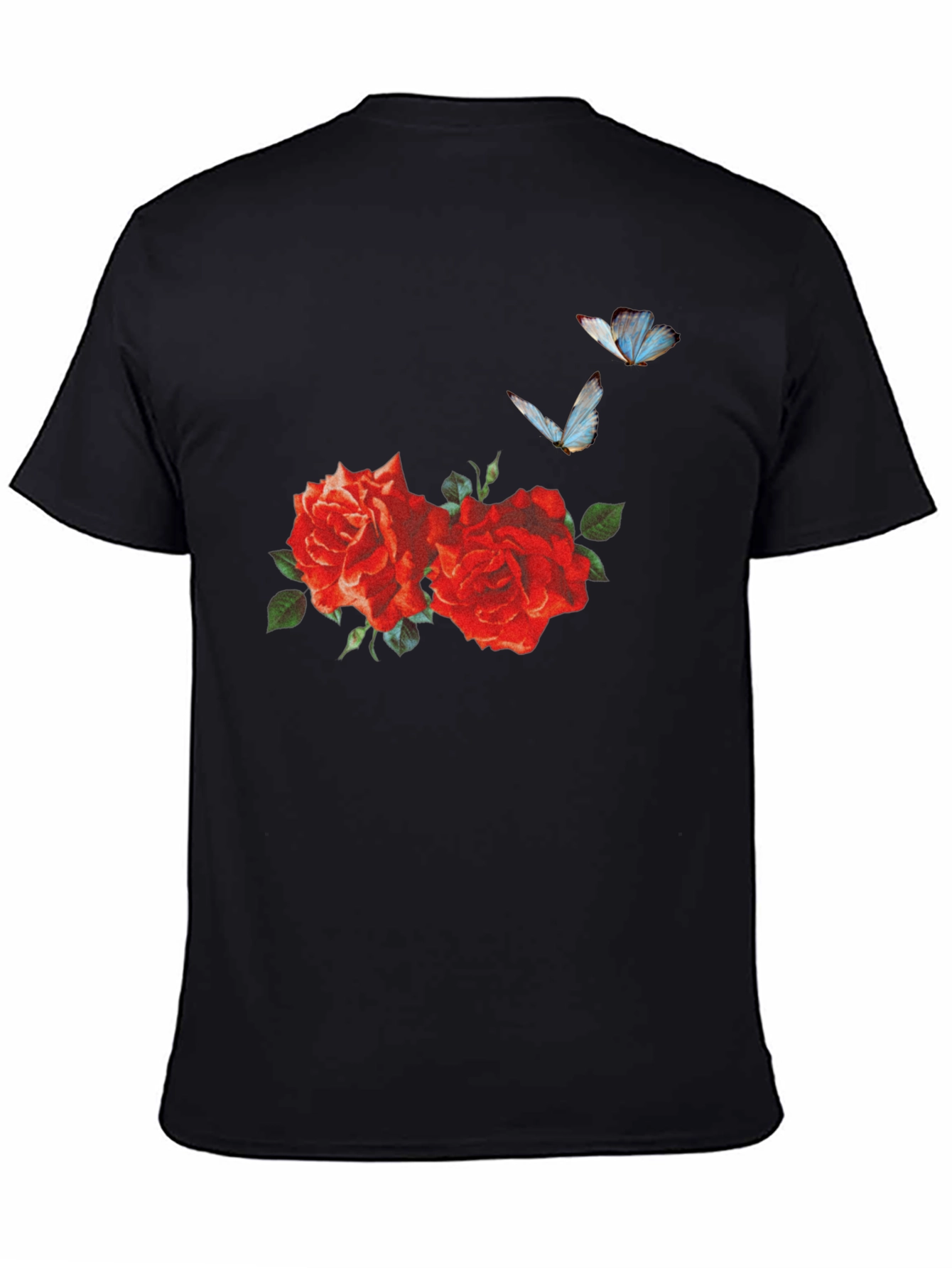 Roses & Butterflies Graphic Tee - Stylish Mens T-Shirt