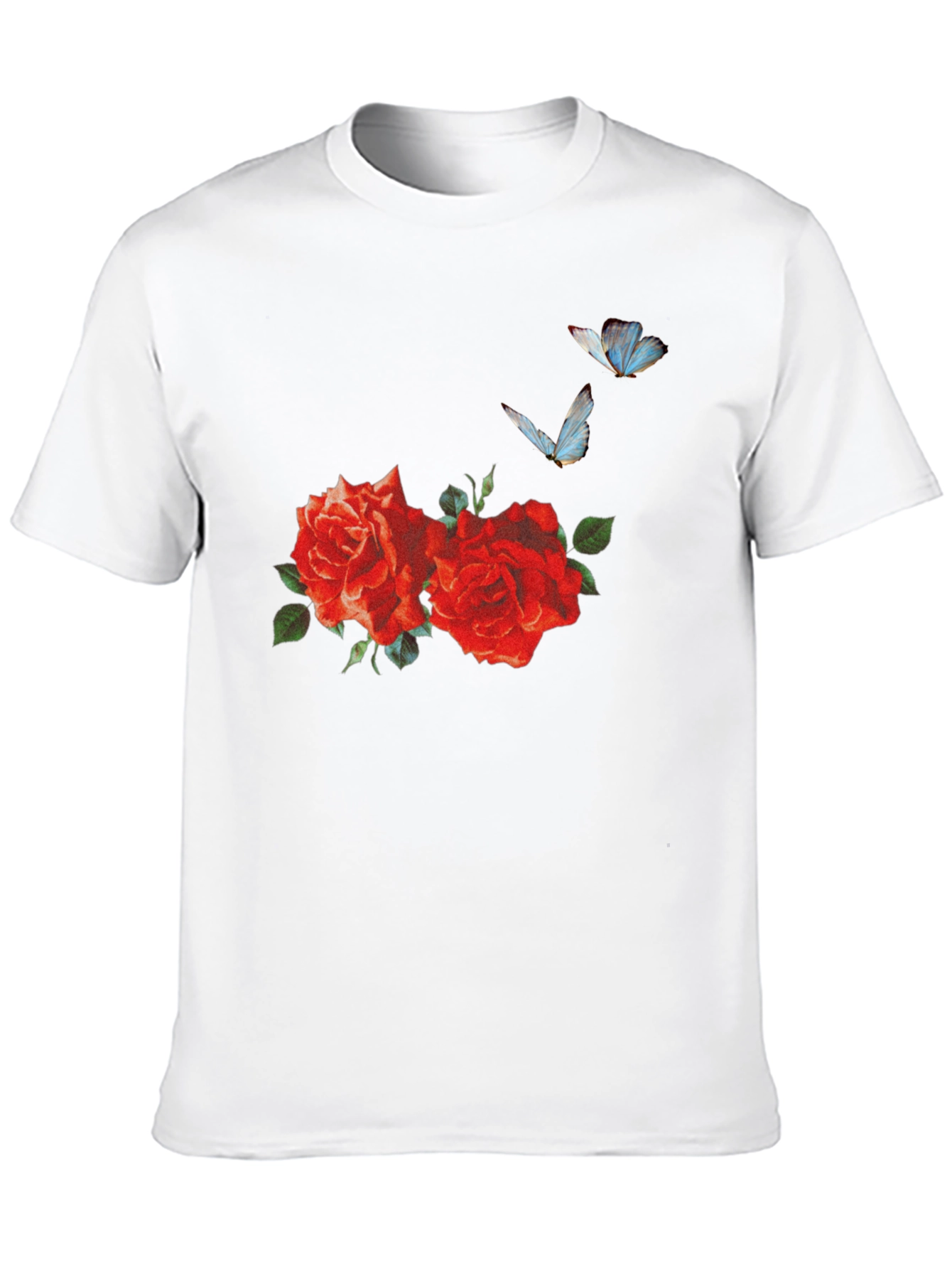 Roses & Butterflies Graphic Tee - Stylish Mens T-Shirt
