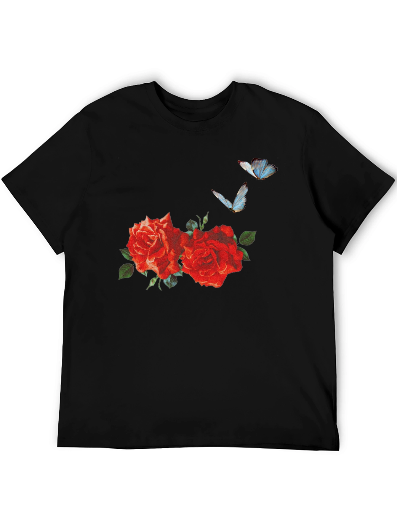 Roses & Butterflies Graphic Tee - Stylish Mens T-Shirt