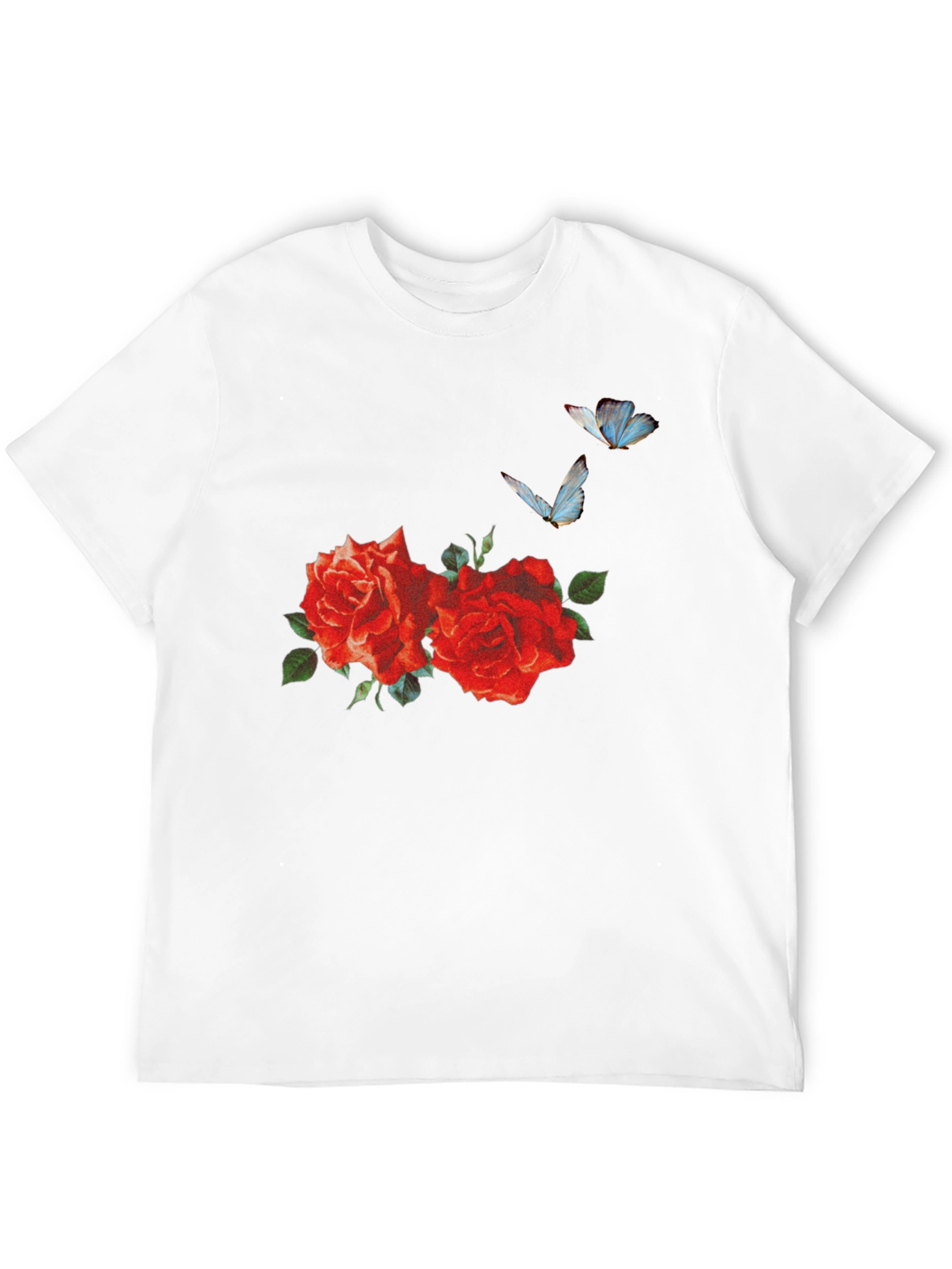 Roses & Butterflies Graphic Tee - Stylish Mens T-Shirt
