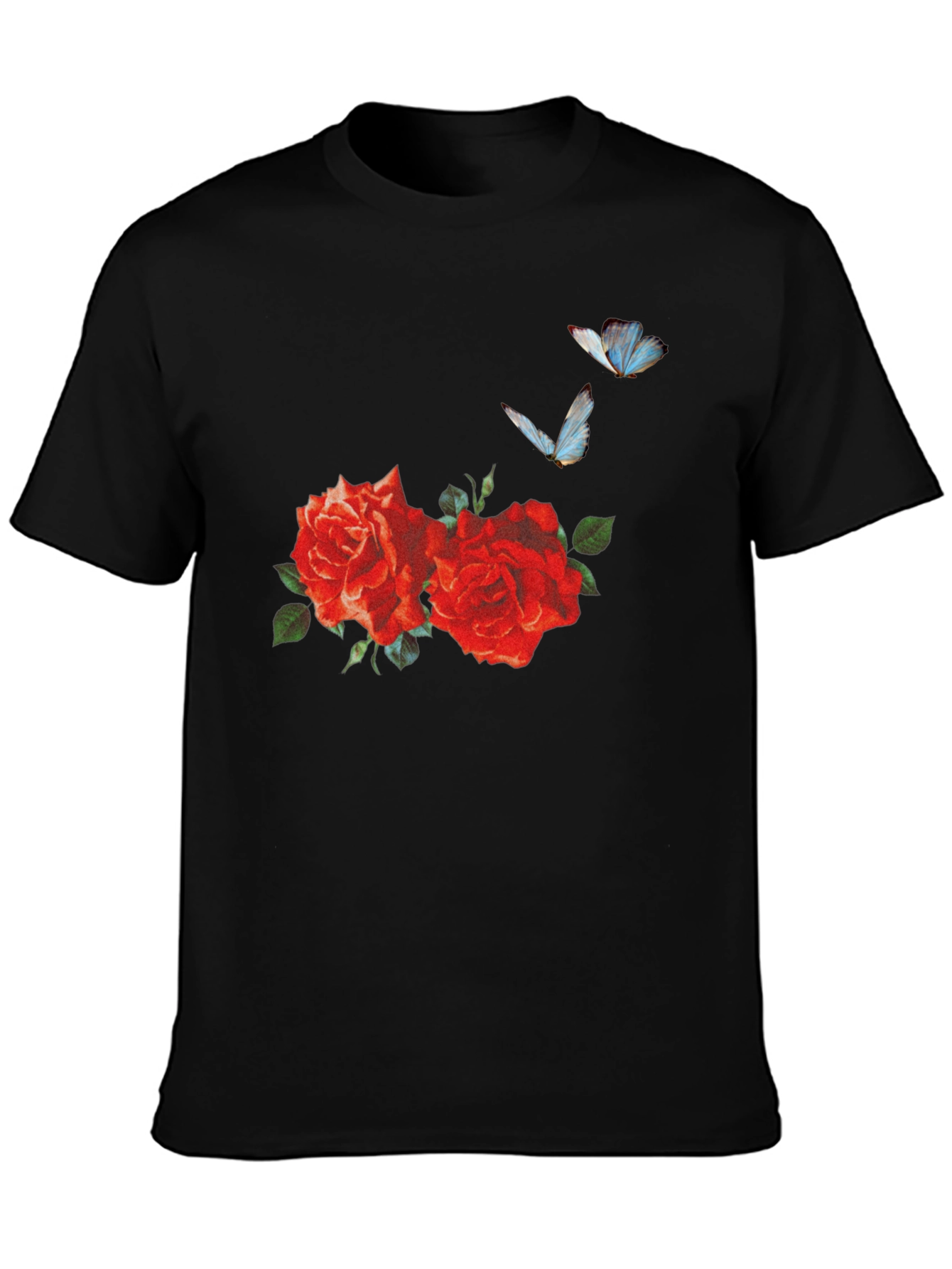 Roses & Butterflies Graphic Tee - Stylish Mens T-Shirt