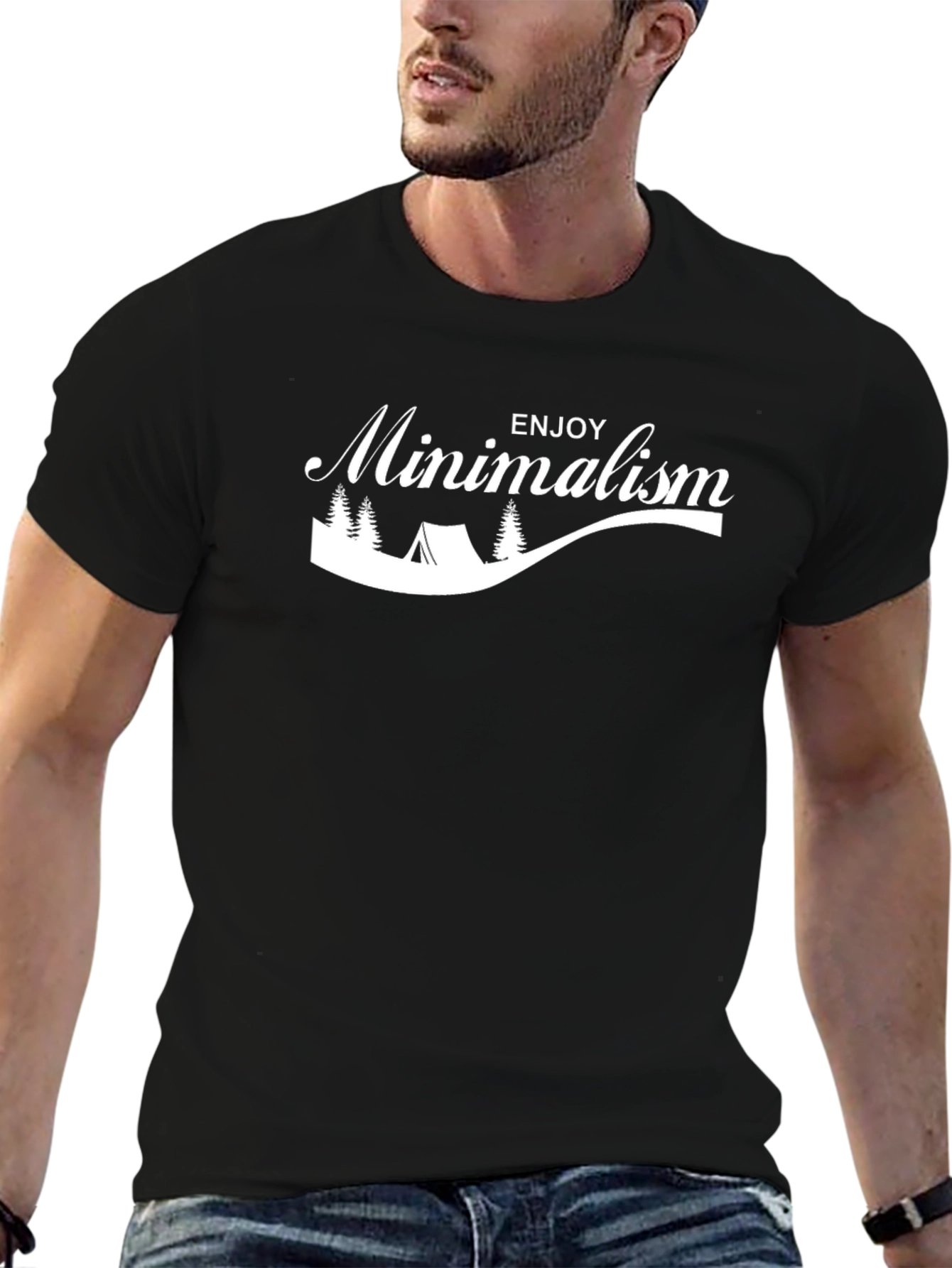 Enjoy Minimalism Graphic Tee - Black Casual Shirt