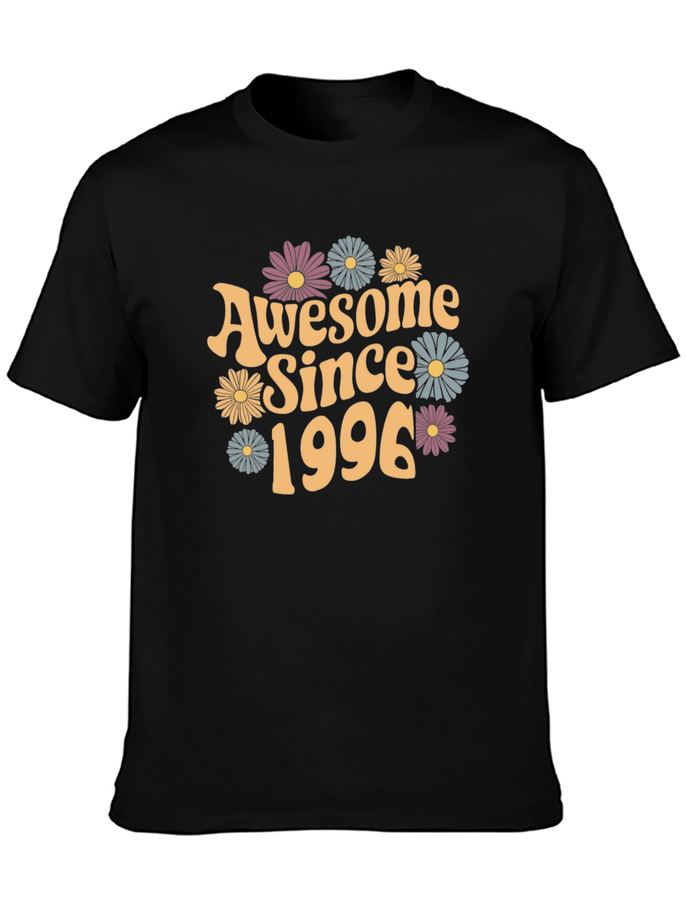 Awesome Since 1996 Floral Black T-Shirt
