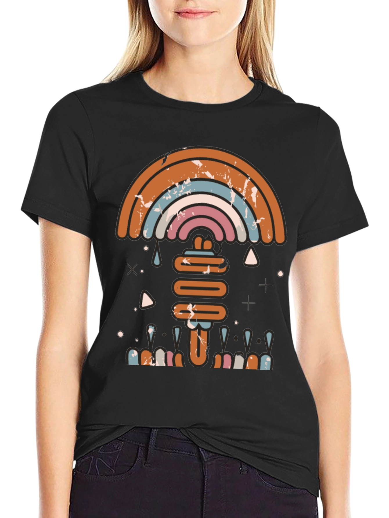 Retro Rainbow Graphic Tee - Stylish Comfort