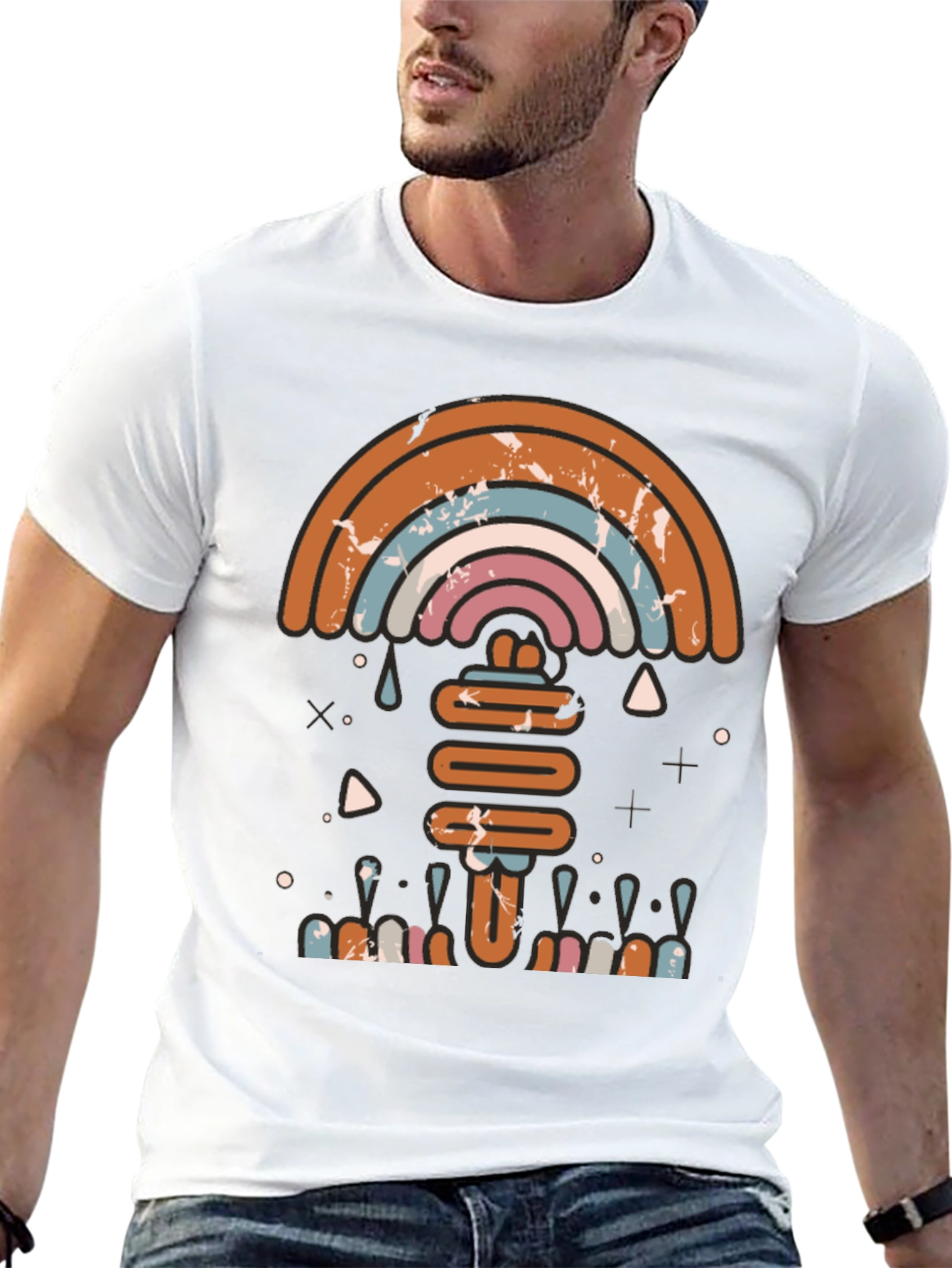 Retro Rainbow Graphic Tee - Stylish Comfort