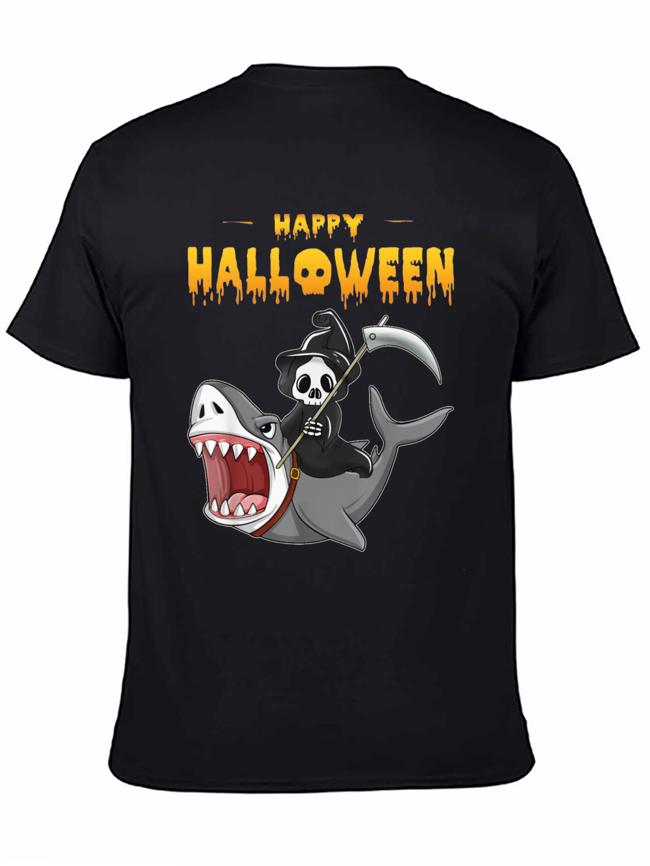 Happy Halloween Shark Reaper Graphic T-Shirt