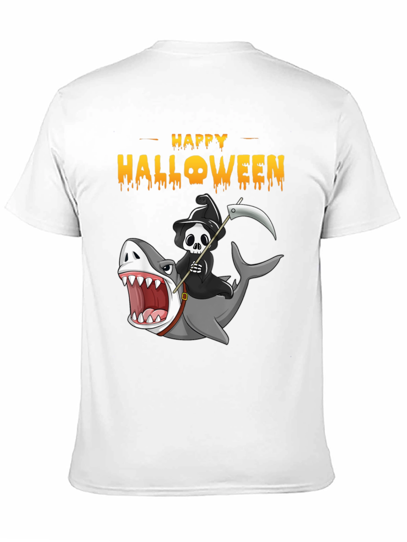 Happy Halloween Shark Reaper Graphic T-Shirt