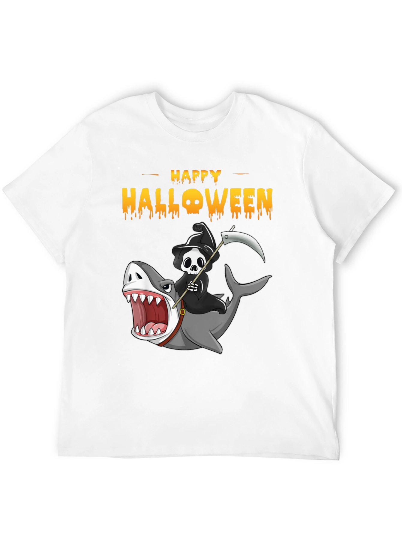 Happy Halloween Shark Reaper Graphic T-Shirt
