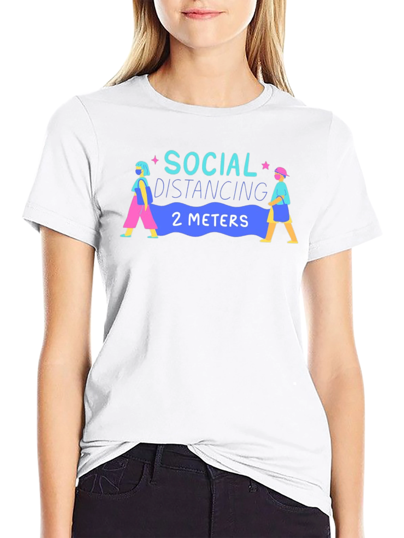 Social Distancing 2 Meters T-Shirt - Novelty Graphic Tee