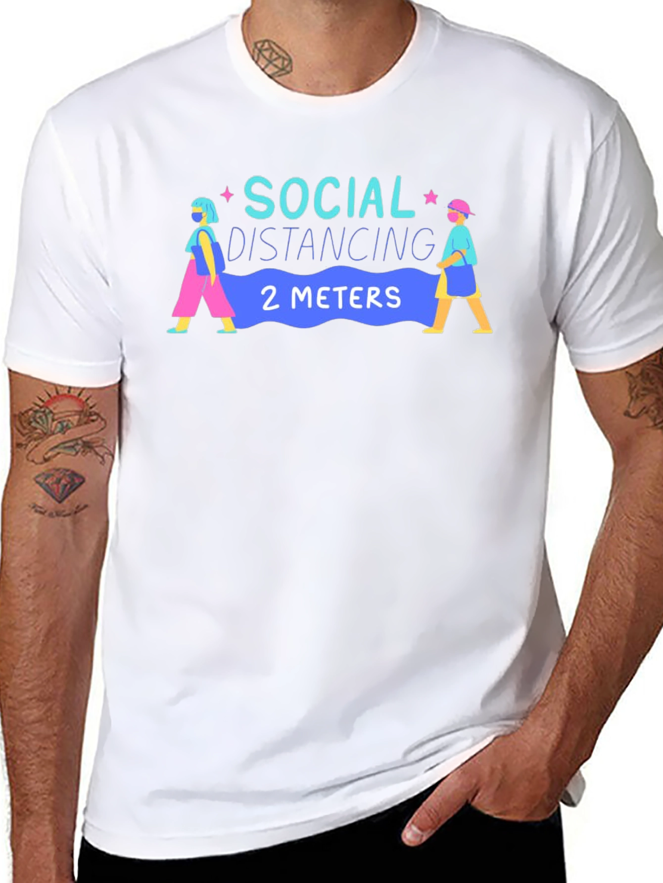 Social Distancing 2 Meters T-Shirt - Novelty Graphic Tee