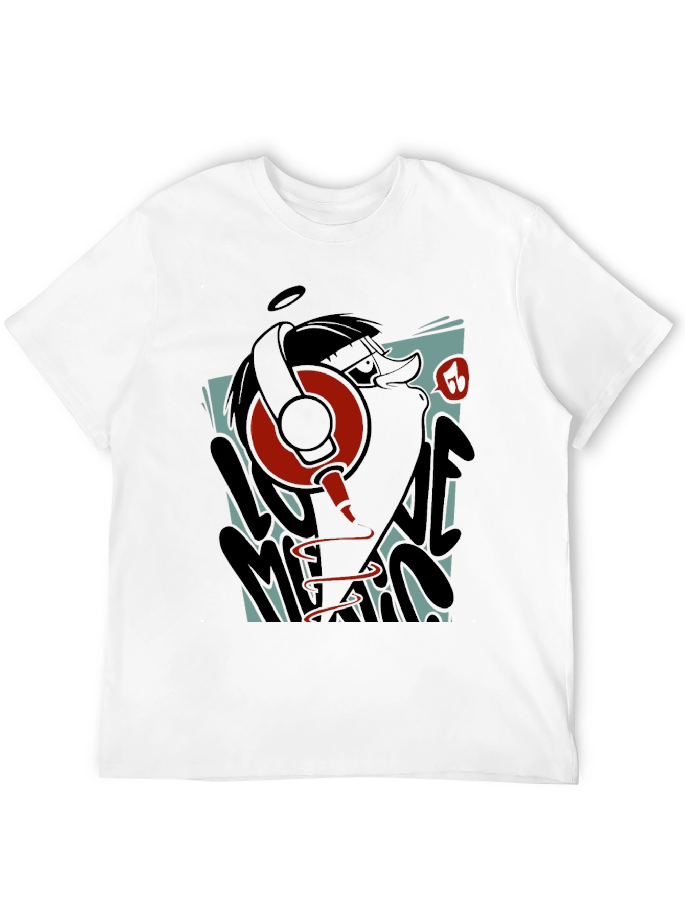 Cool Cartoon Duck DJ Graphic T-Shirt