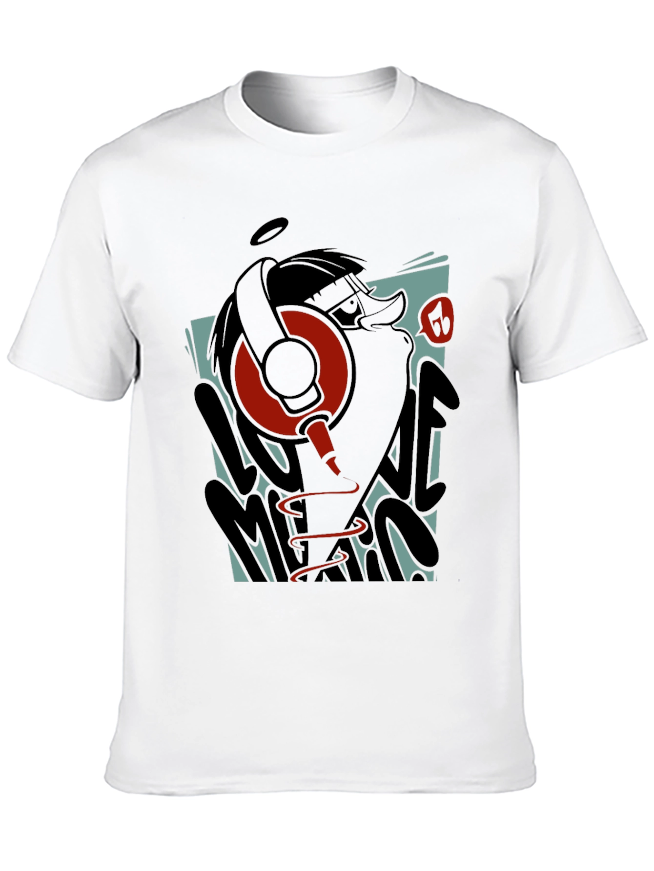 Cool Cartoon Duck DJ Graphic T-Shirt