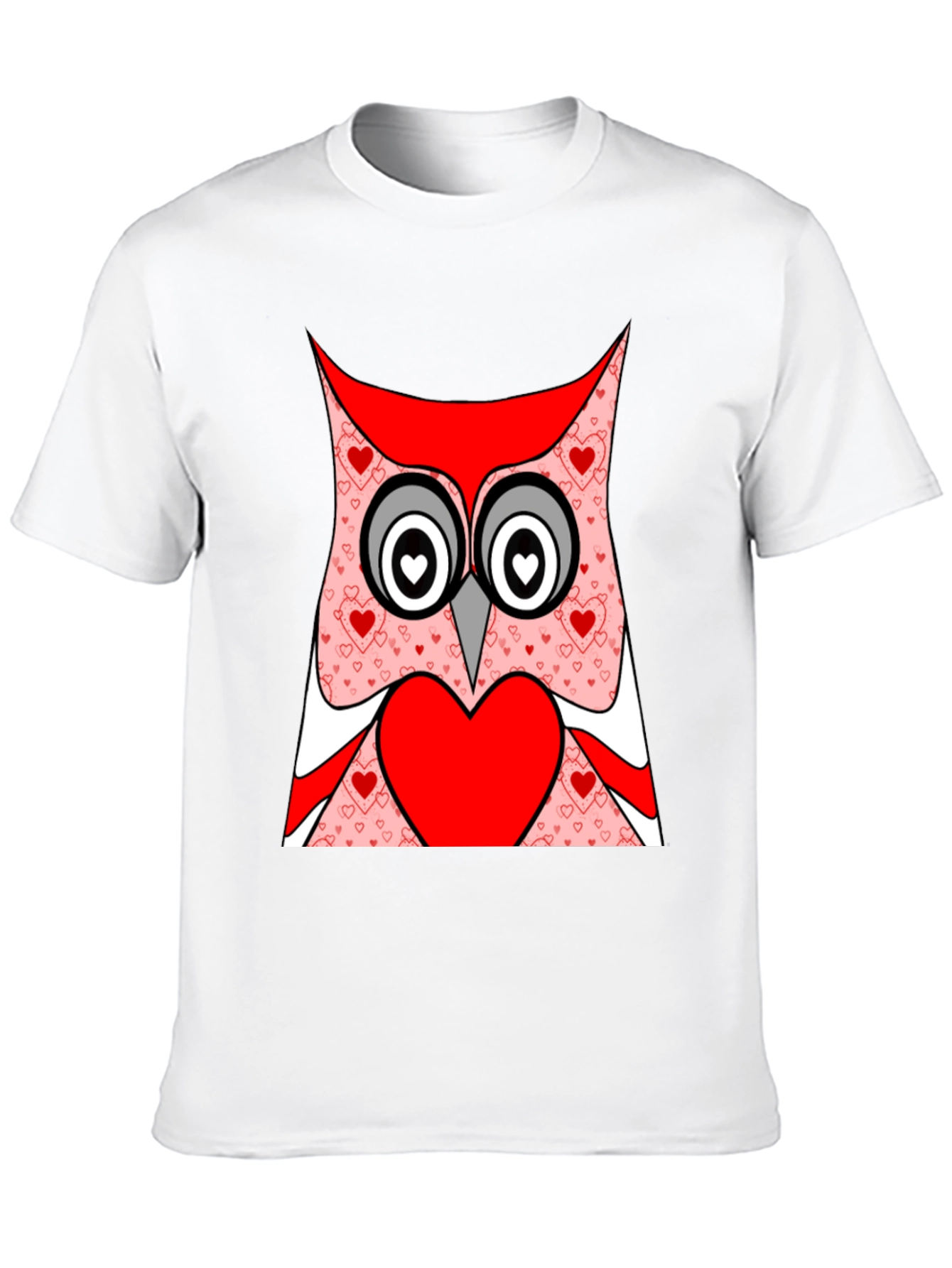 Owl Heart T-Shirt - Black Cotton Valentines Day Tee