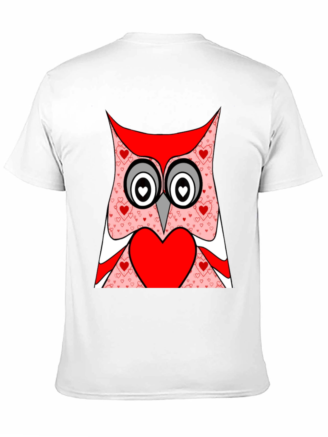 Owl Heart T-Shirt - Black Cotton Valentines Day Tee