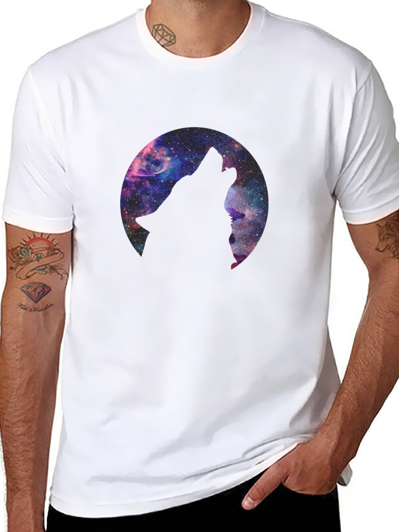 Cosmic Wolf T-Shirt - Black Graphic Tee