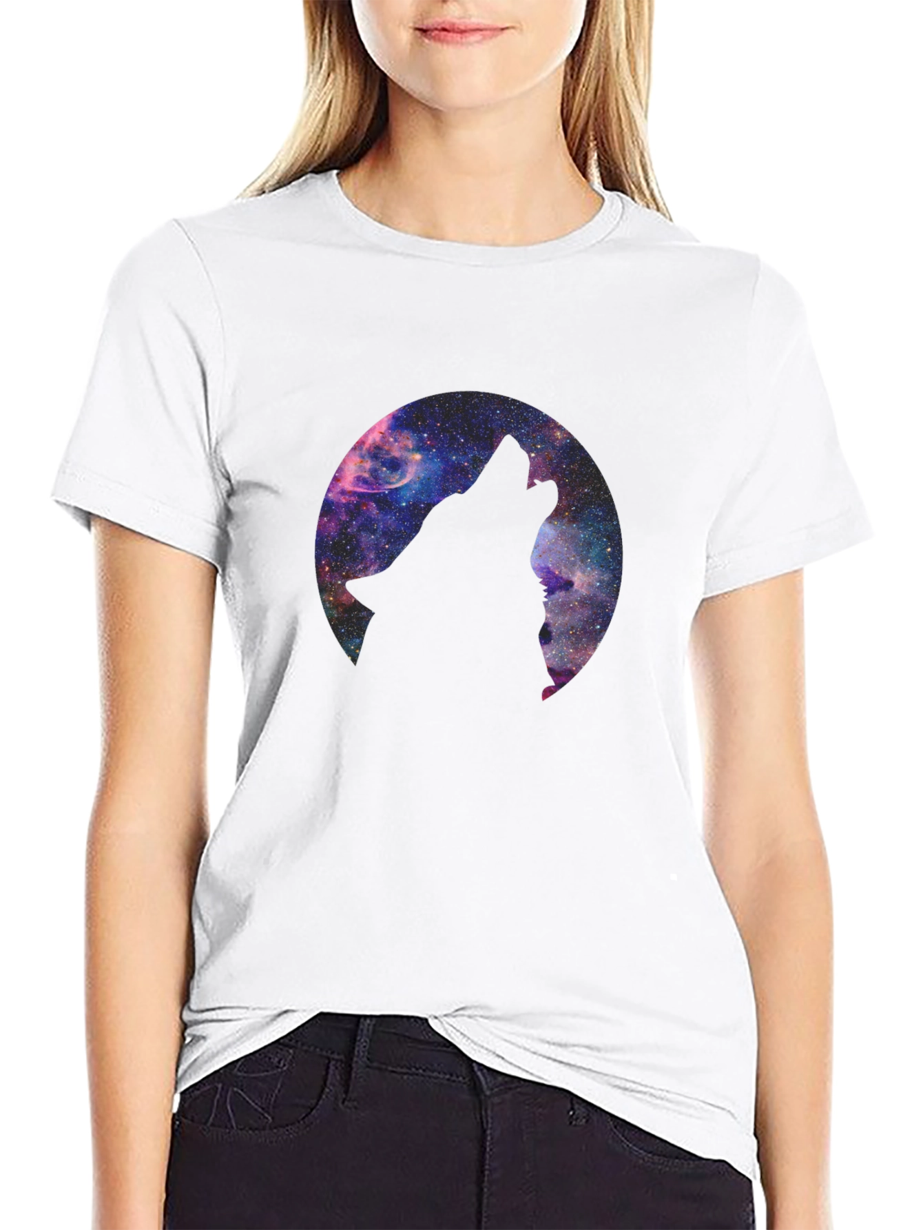 Cosmic Wolf T-Shirt - Black Graphic Tee