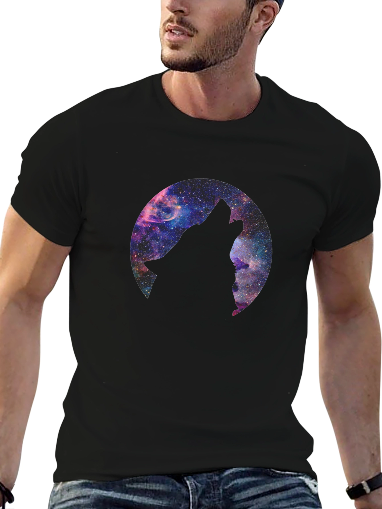 Cosmic Wolf T-Shirt - Black Graphic Tee