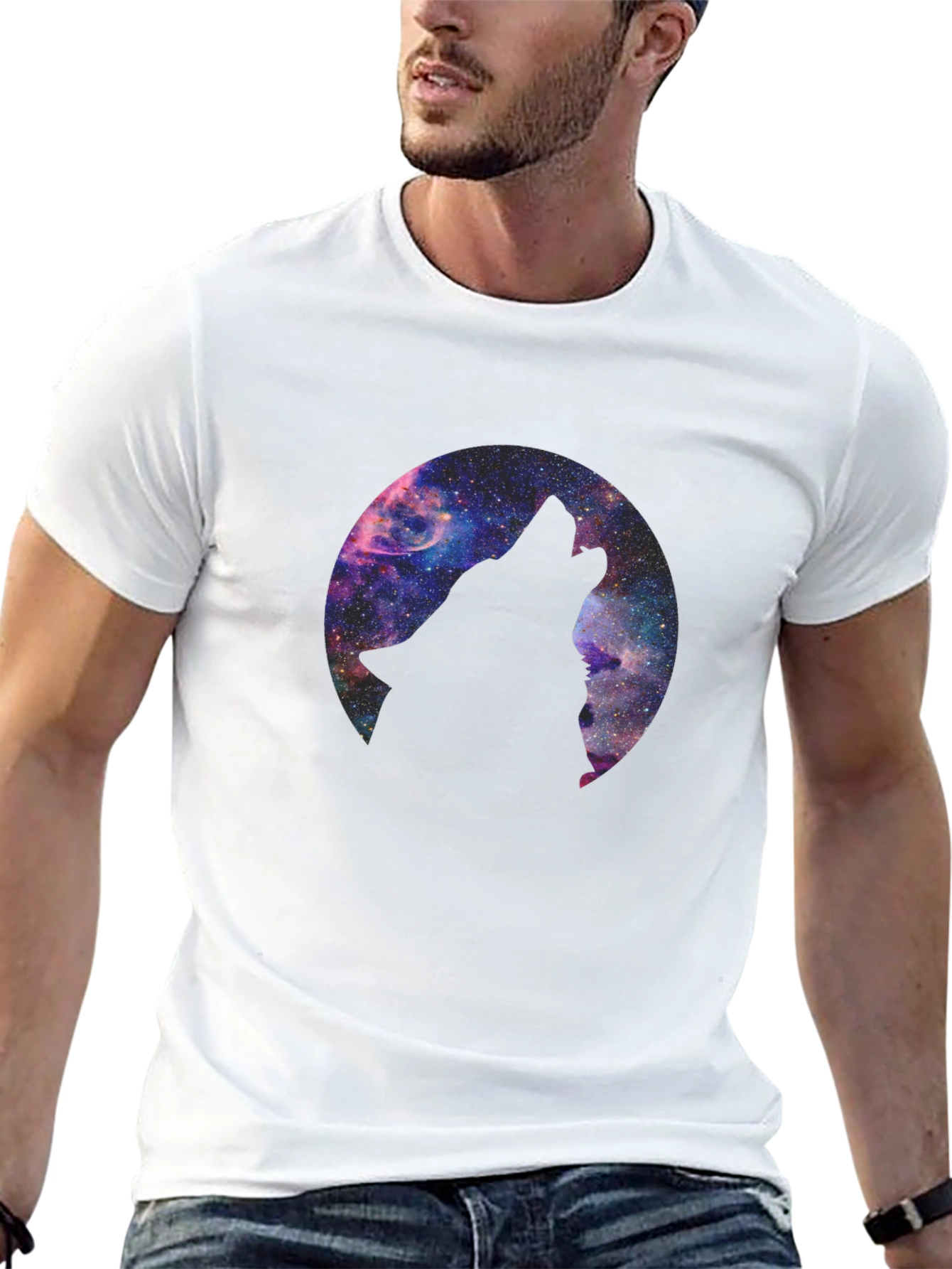 Cosmic Wolf T-Shirt - Black Graphic Tee