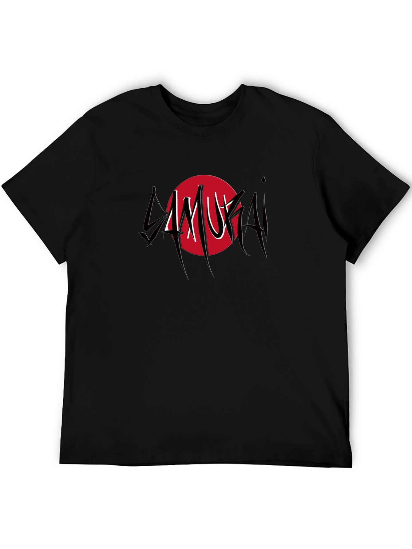 Samurai Graphic Print Black T-Shirt