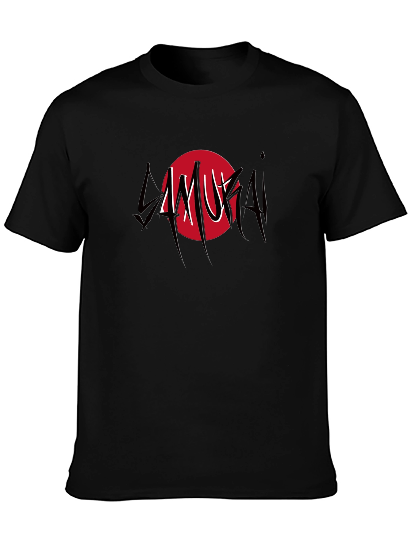 Samurai Graphic Print Black T-Shirt