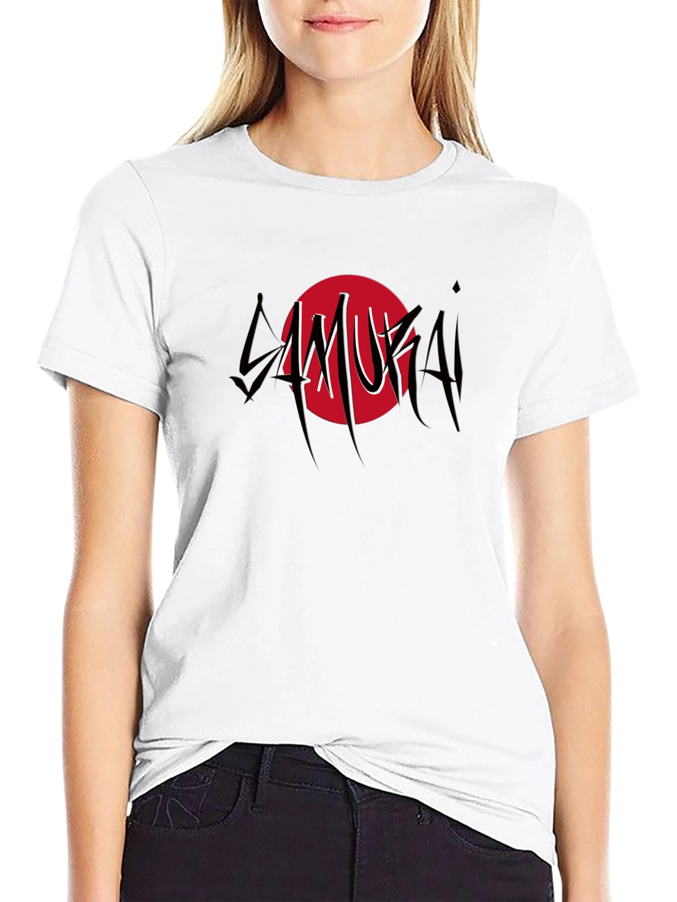 Samurai Graphic Print Black T-Shirt