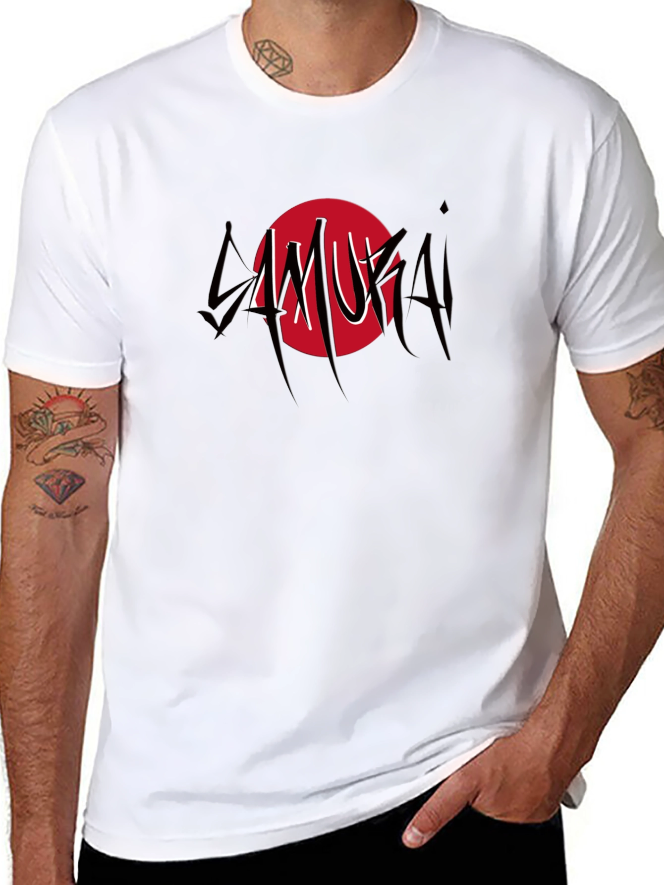 Samurai Graphic Print Black T-Shirt