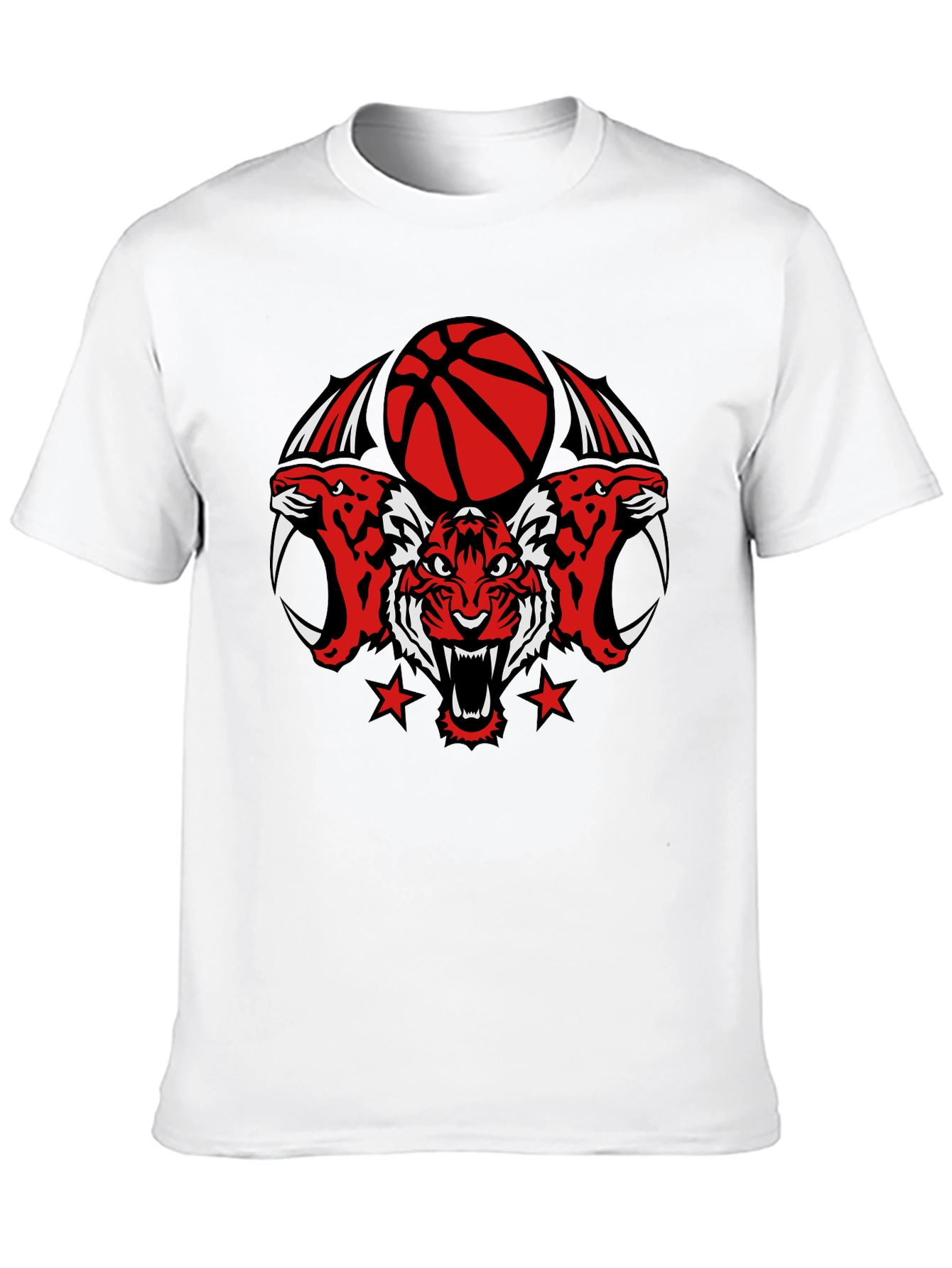 Tiger Basketball Graphic Tee - Black Cotton T-Shirt