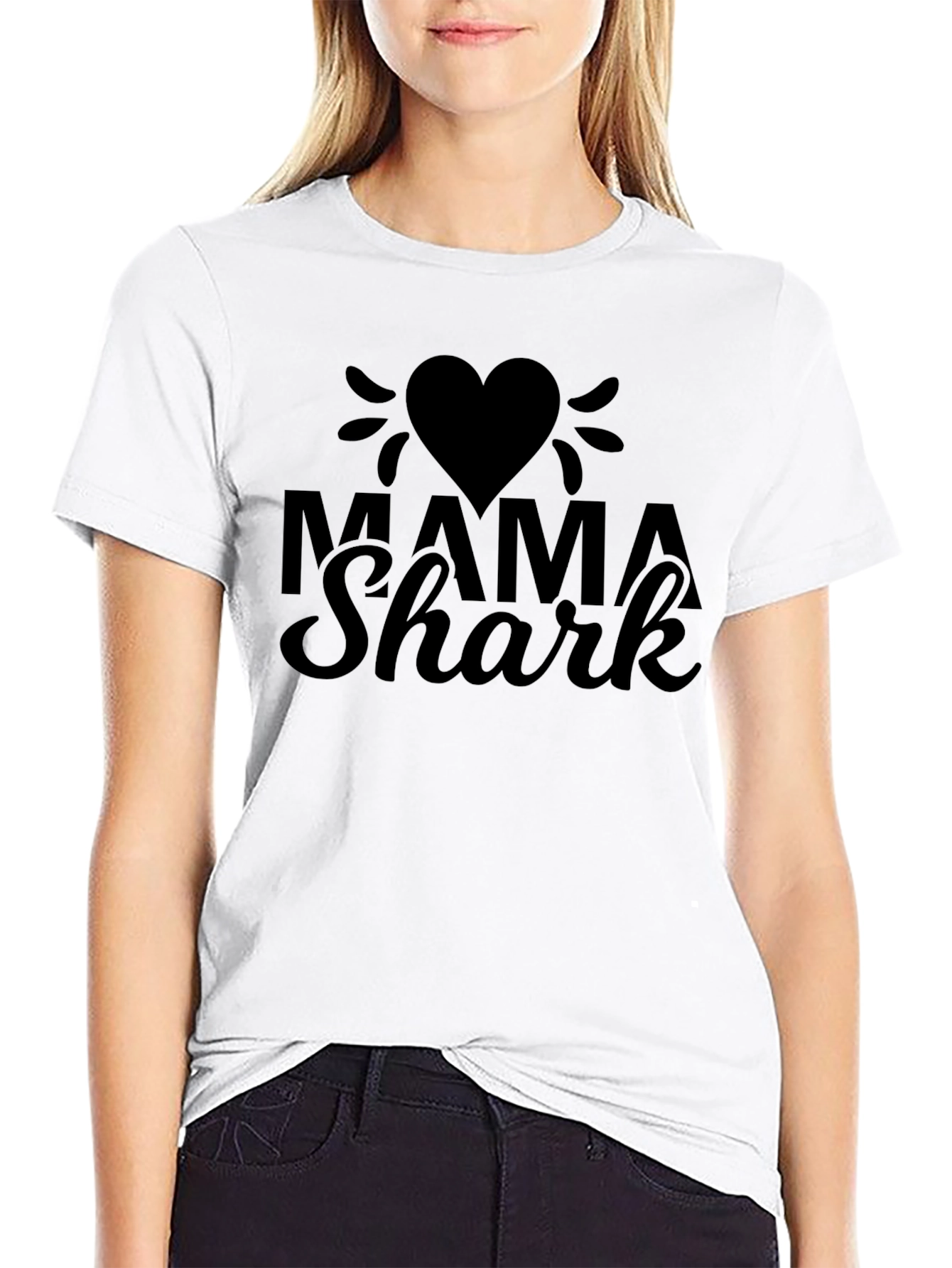 Mama Shark Black Graphic Tee